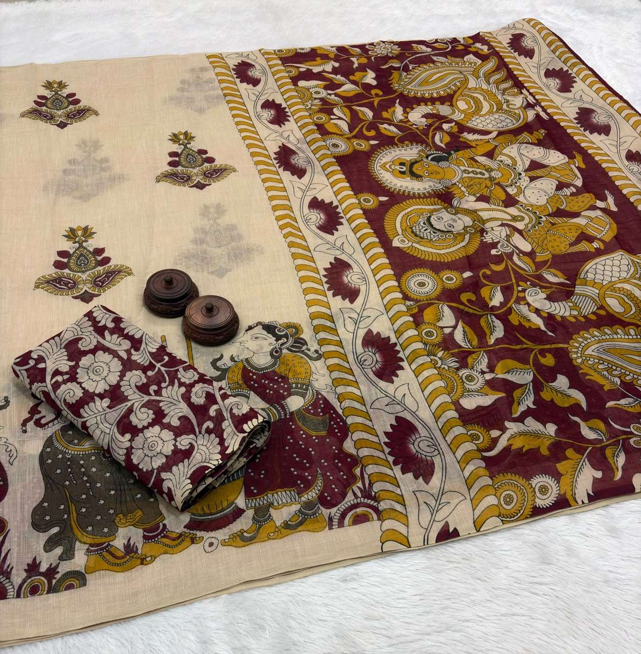 PURE LINEN COTTON DIGITAL PRINTED SAREE 