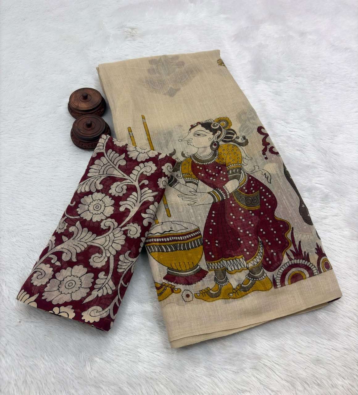 PURE LINEN COTTON DIGITAL PRINTED SAREE 