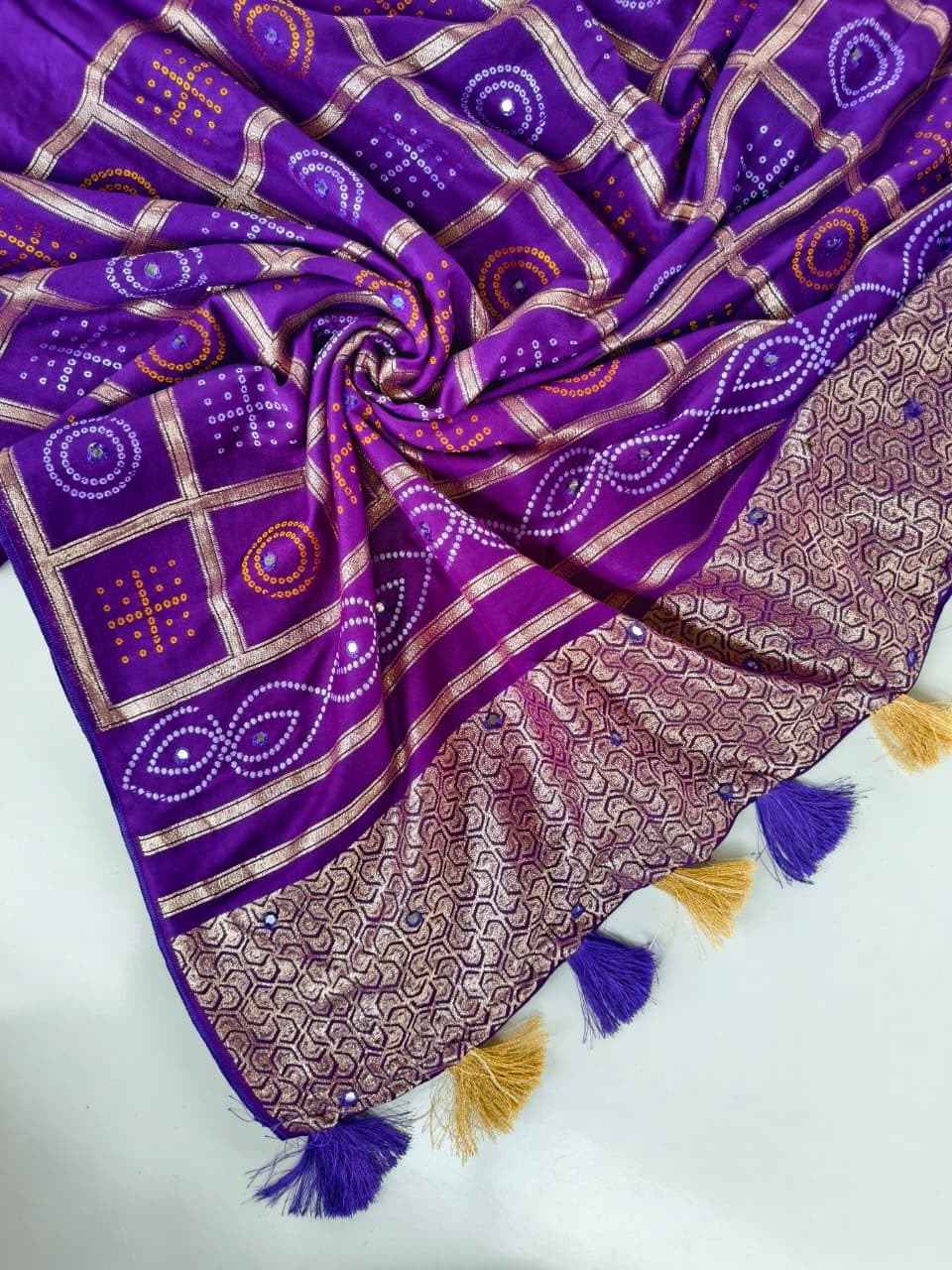 PURE SOFT DOLA SILK CROSSSTICH AARI MIRROR WORK SAREE