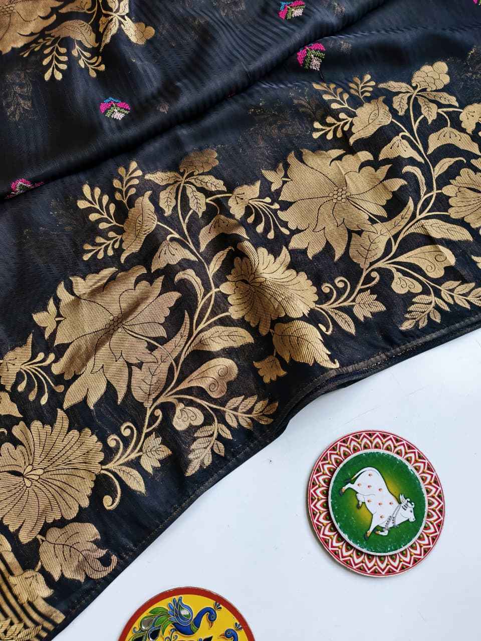 PURE SOFT H.O FLOWER GOLD ZARI WEAVING SAREE 