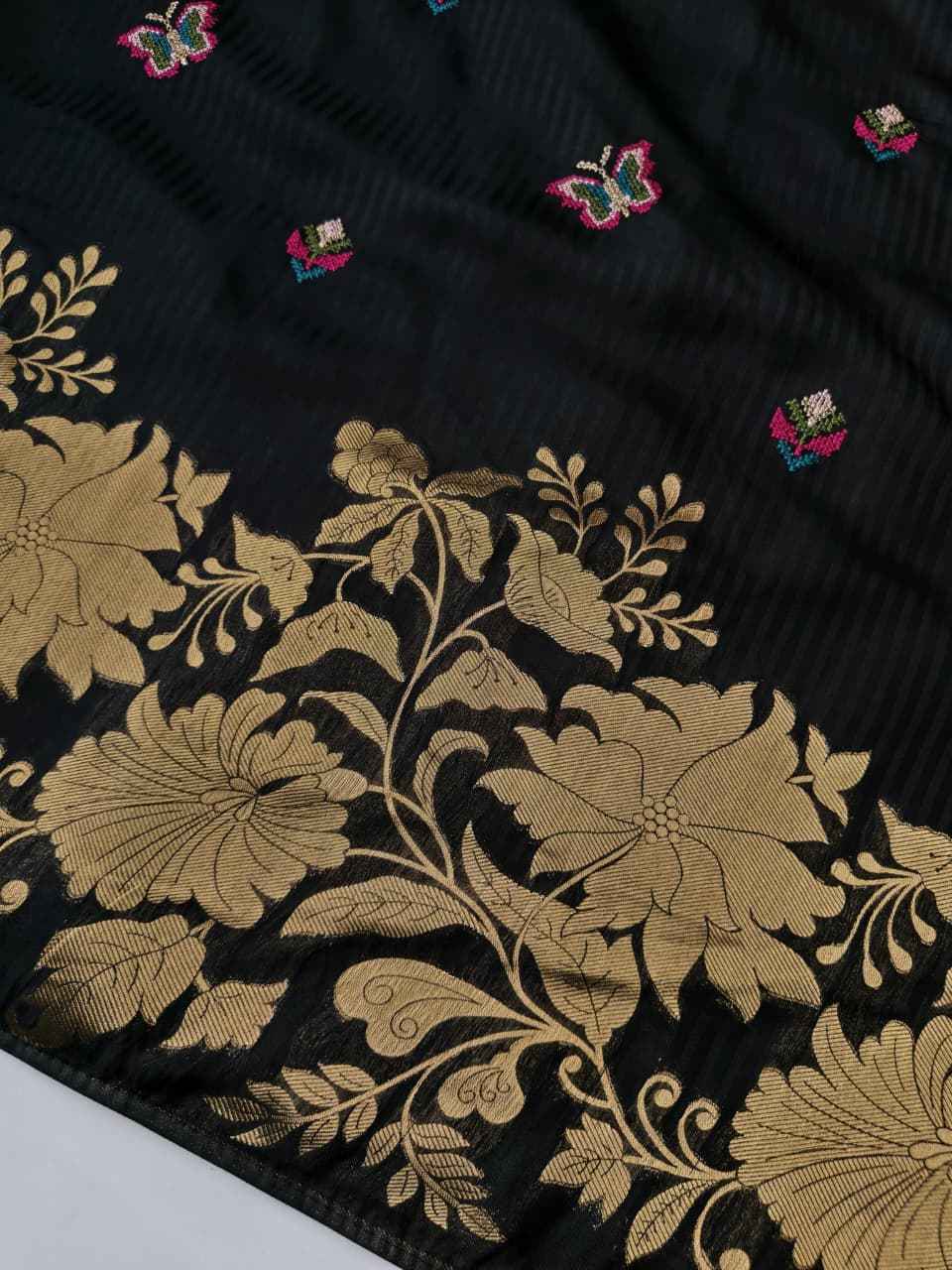 PURE SOFT H.O FLOWER GOLD ZARI WEAVING SAREE 