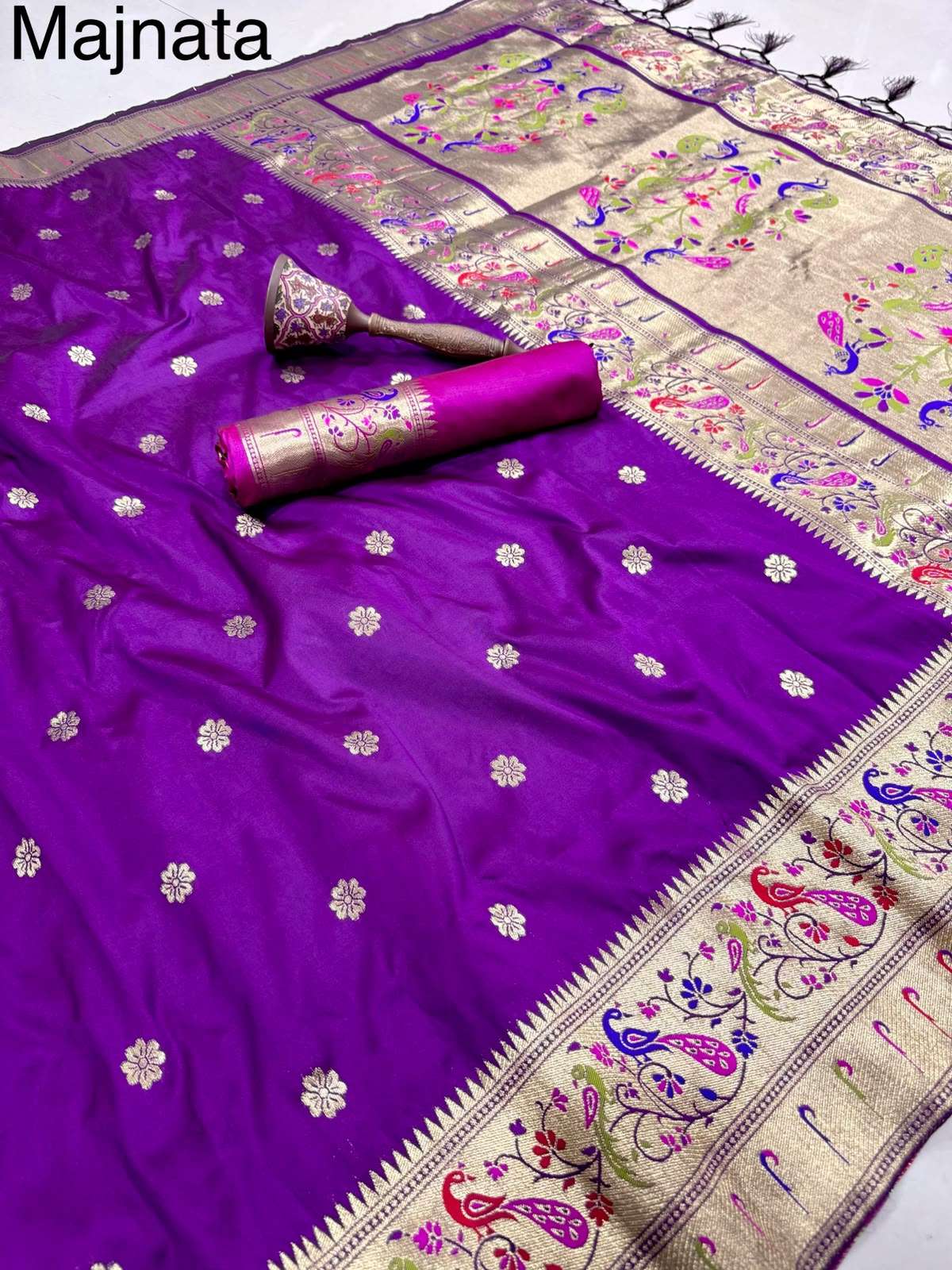 PURE SOFT KANCHIVRAM PAITHANI SILK MINAKARI ZARI WEAVING SAREE