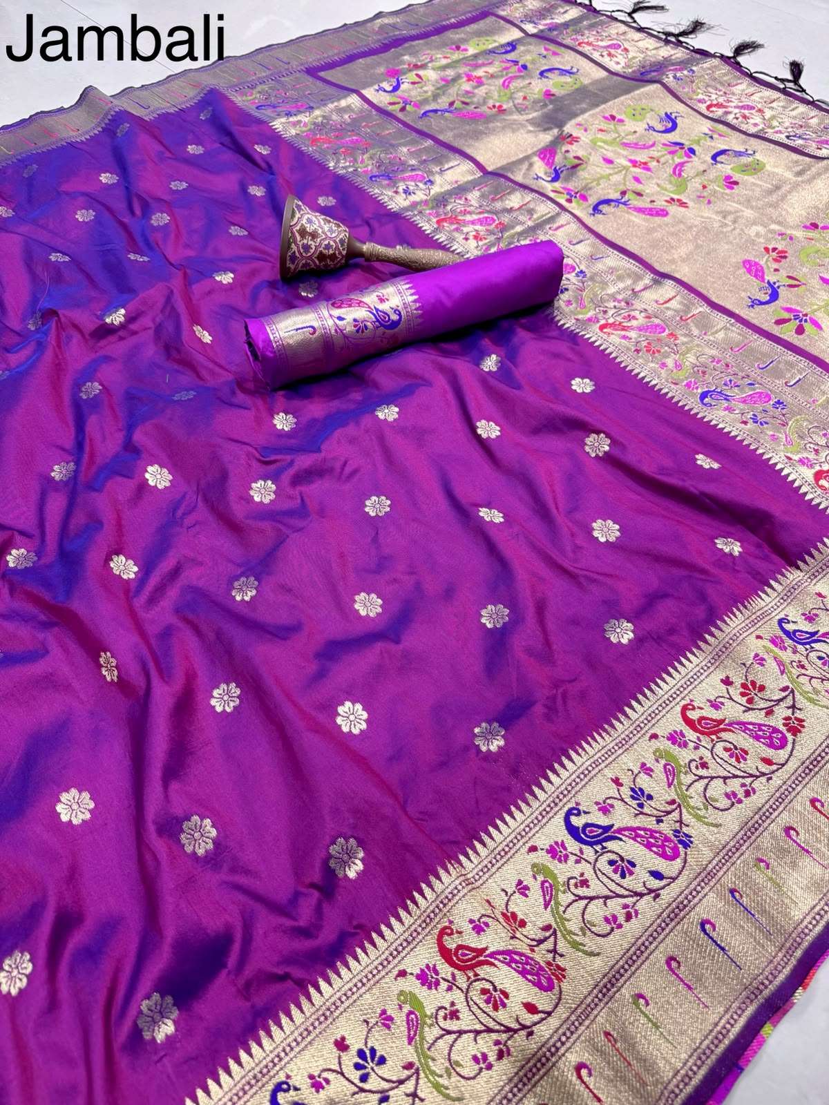 PURE SOFT KANCHIVRAM PAITHANI SILK MINAKARI ZARI WEAVING SAREE