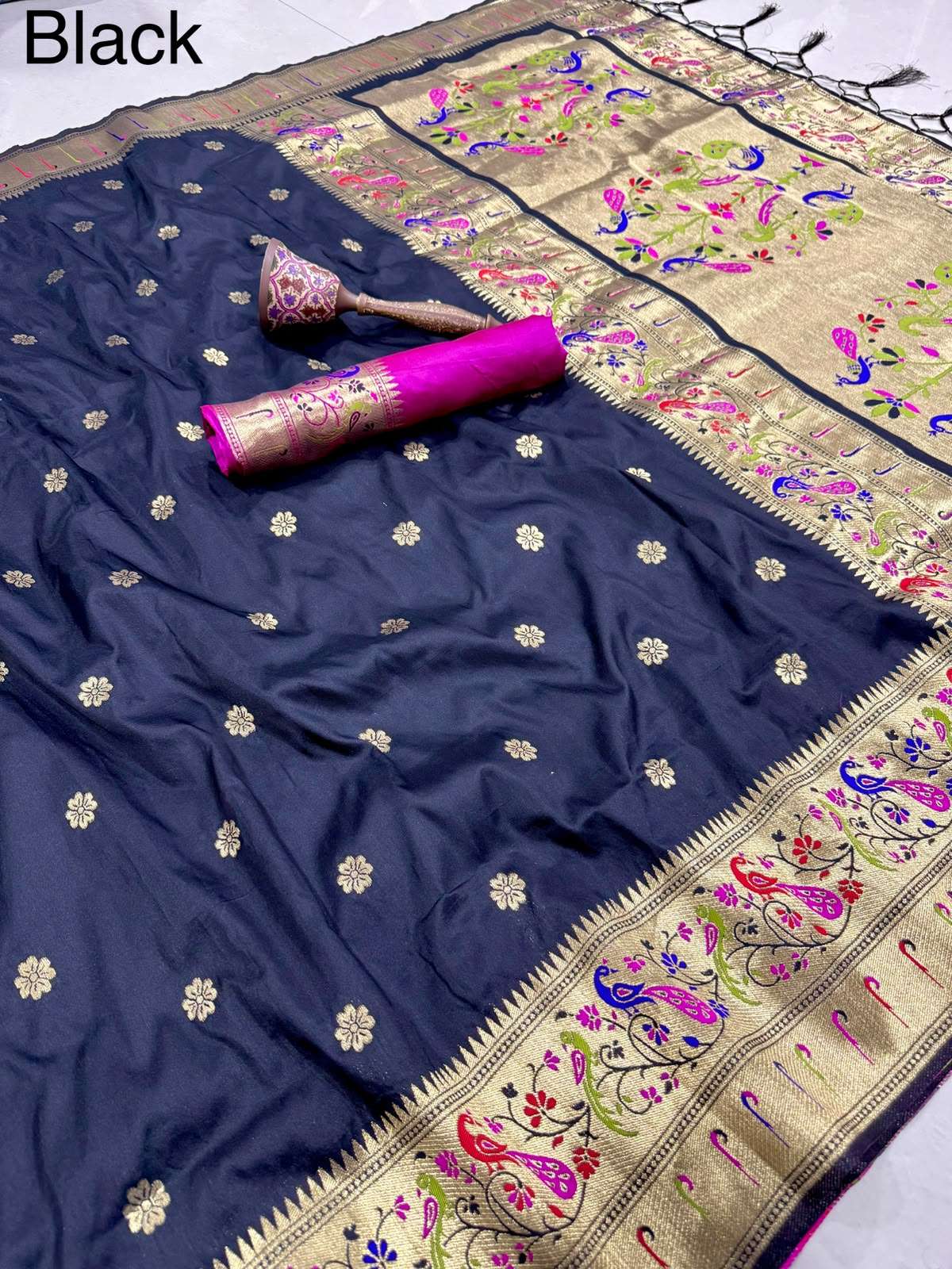 PURE SOFT KANCHIVRAM PAITHANI SILK MINAKARI ZARI WEAVING SAREE