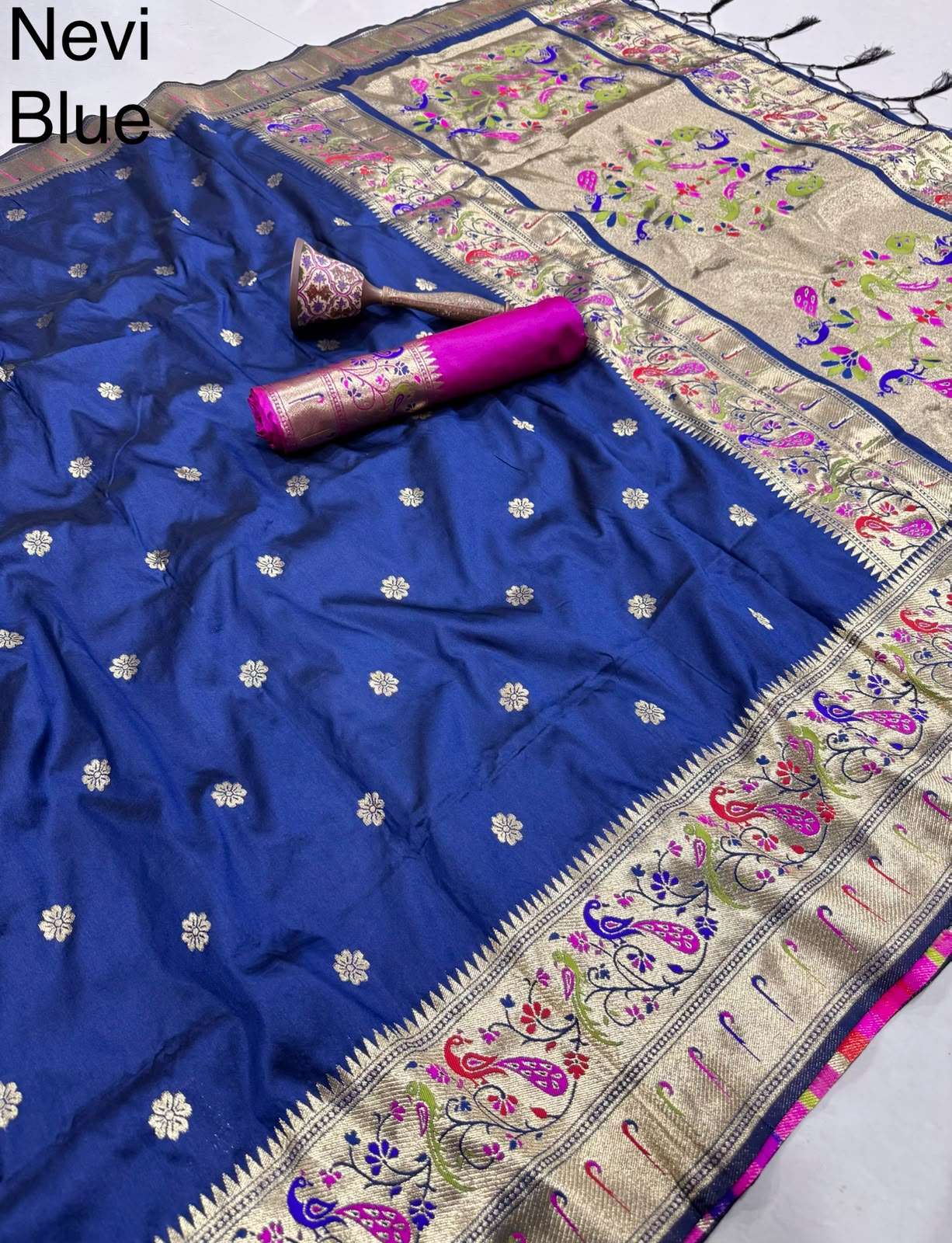 PURE SOFT KANCHIVRAM PAITHANI SILK MINAKARI ZARI WEAVING SAREE