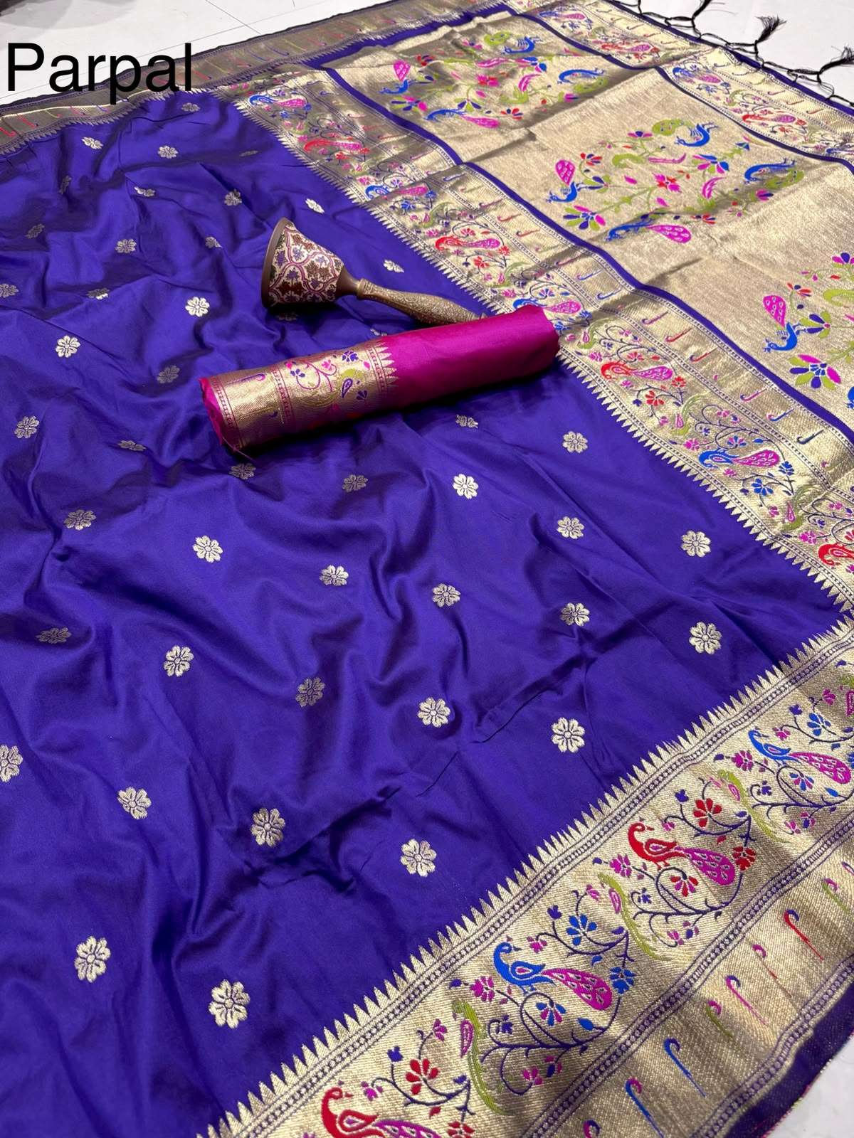 PURE SOFT KANCHIVRAM PAITHANI SILK MINAKARI ZARI WEAVING SAREE