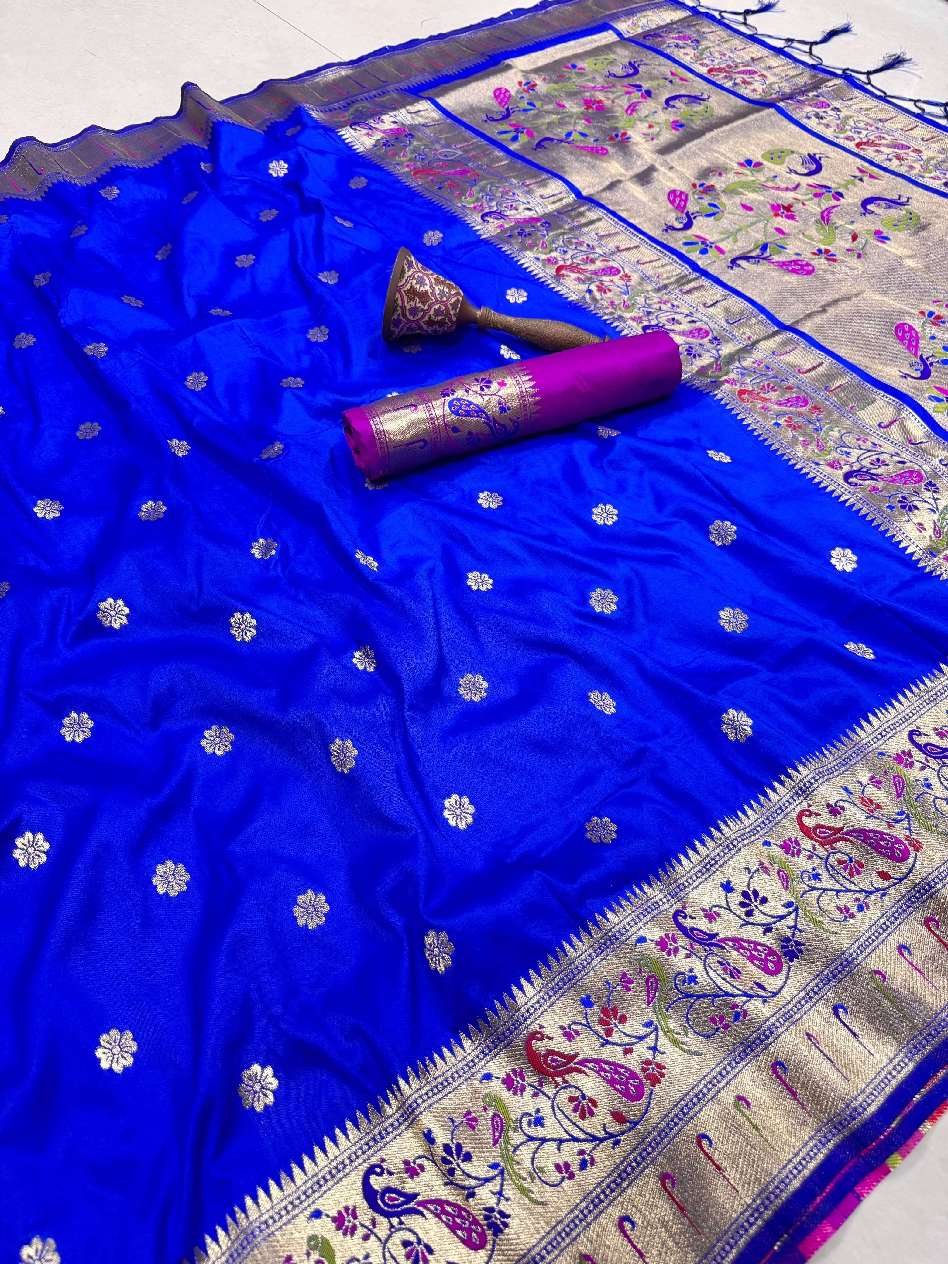 PURE SOFT KANCHIVRAM PAITHANI SILK MINAKARI ZARI WEAVING SAREE