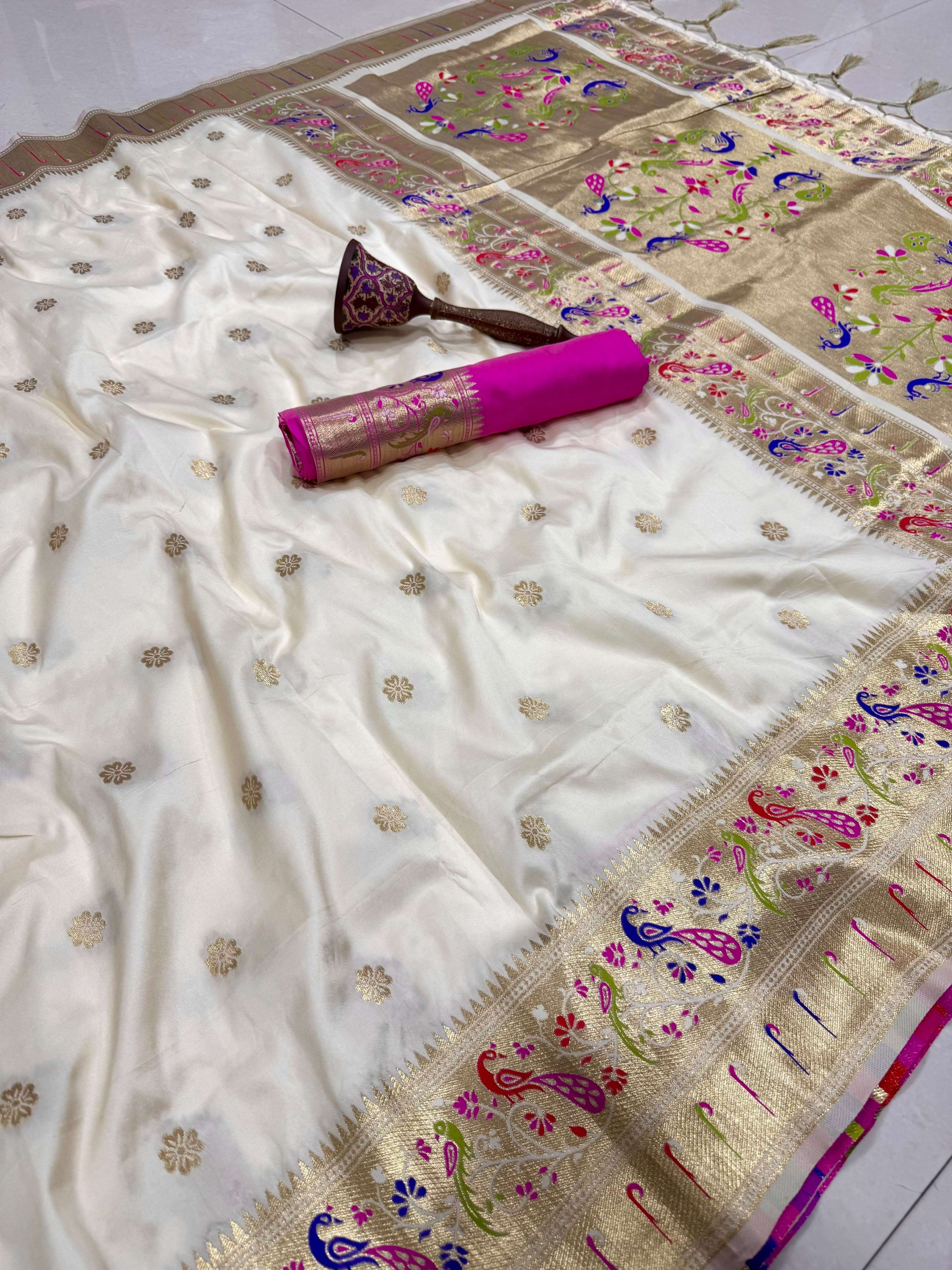 PURE SOFT KANCHIVRAM PAITHANI SILK MINAKARI ZARI WEAVING SAREE