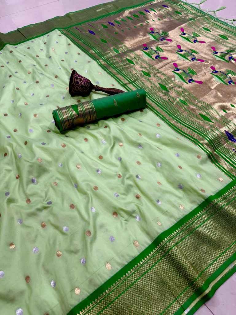 PURE SOFT KANCHIVRAM PAITHANI SILK SILVER GOLD ZARI WEAVING SAREE