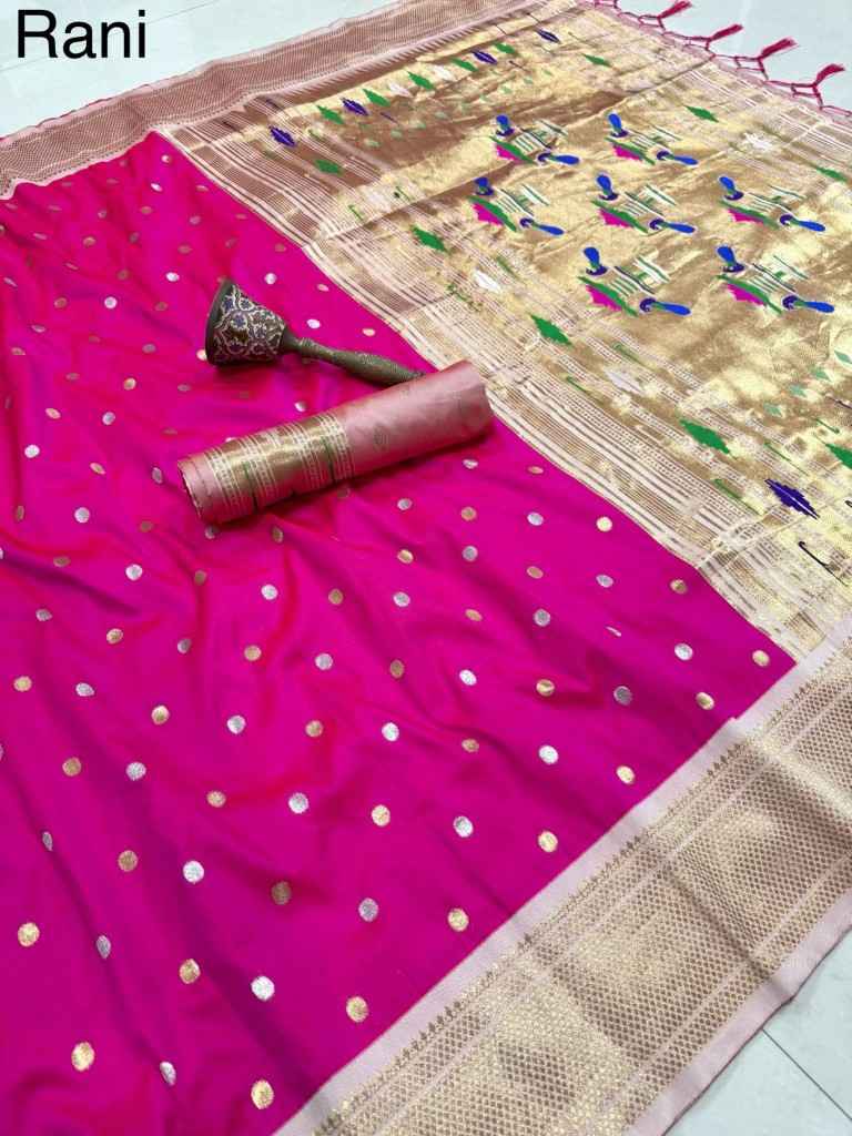 PURE SOFT KANCHIVRAM PAITHANI SILK SILVER GOLD ZARI WEAVING SAREE