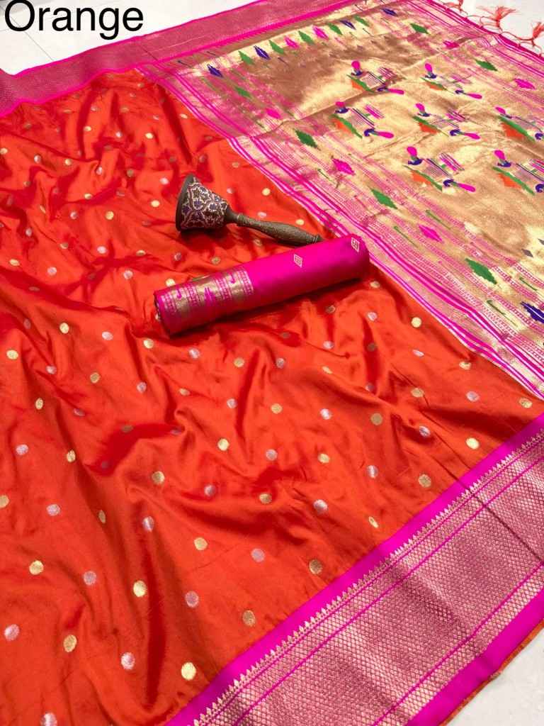 PURE SOFT KANCHIVRAM PAITHANI SILK SILVER GOLD ZARI WEAVING SAREE