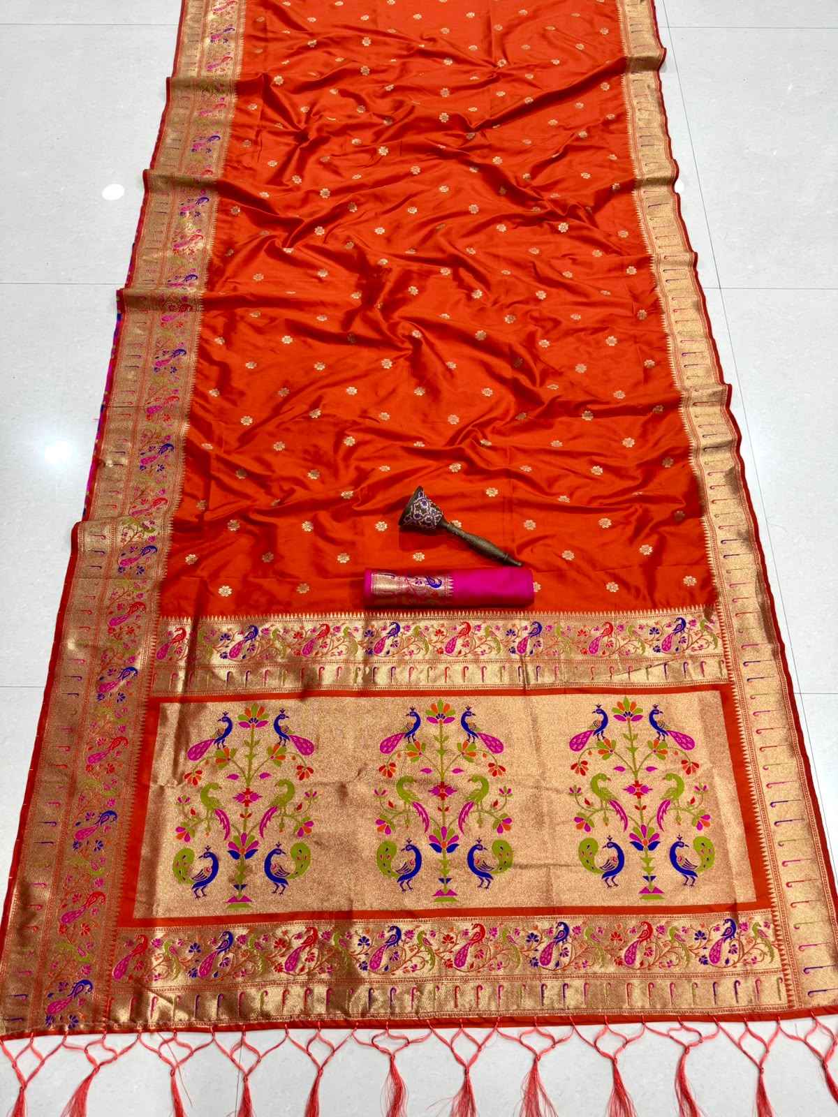 PURE SOFT KANCHIVRAM PAITHANI SILK MINAKARI ZARI WEAVING SAREE