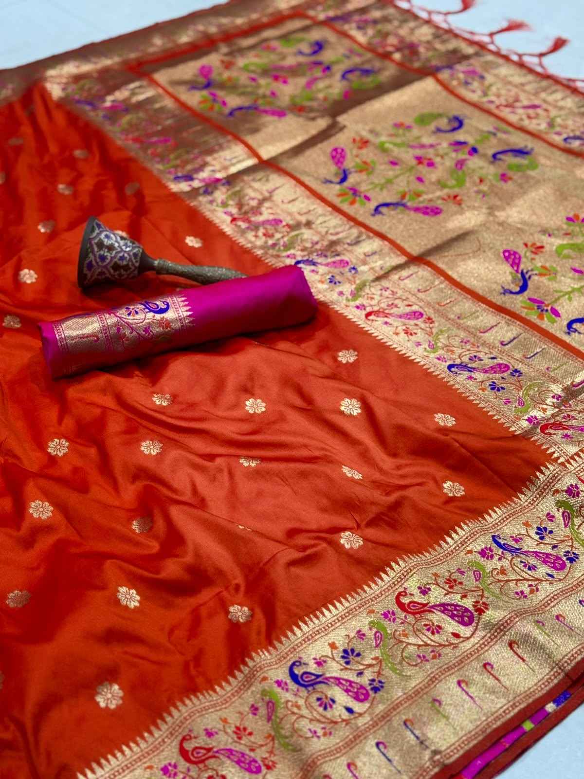 PURE SOFT KANCHIVRAM PAITHANI SILK MINAKARI ZARI WEAVING SAREE