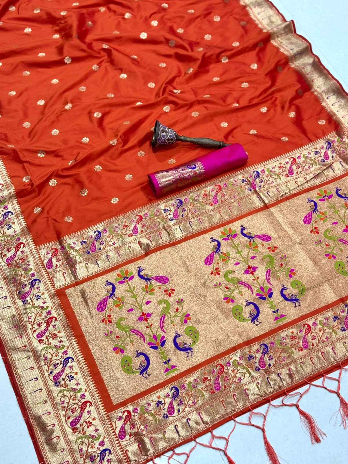 PURE SOFT KANCHIVRAM PAITHANI SILK MINAKARI ZARI WEAVING SAREE