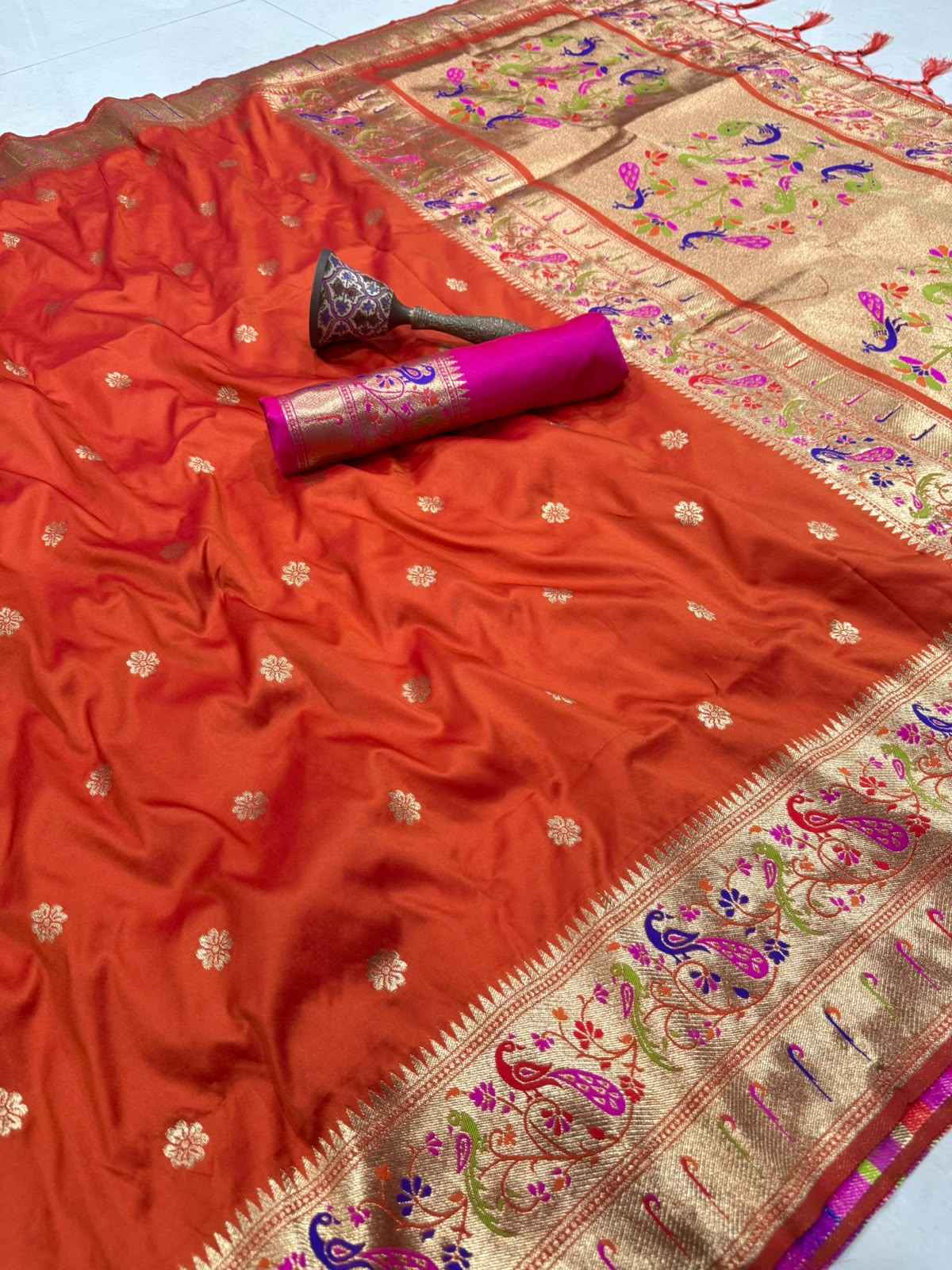 PURE SOFT KANCHIVRAM PAITHANI SILK MINAKARI ZARI WEAVING SAREE