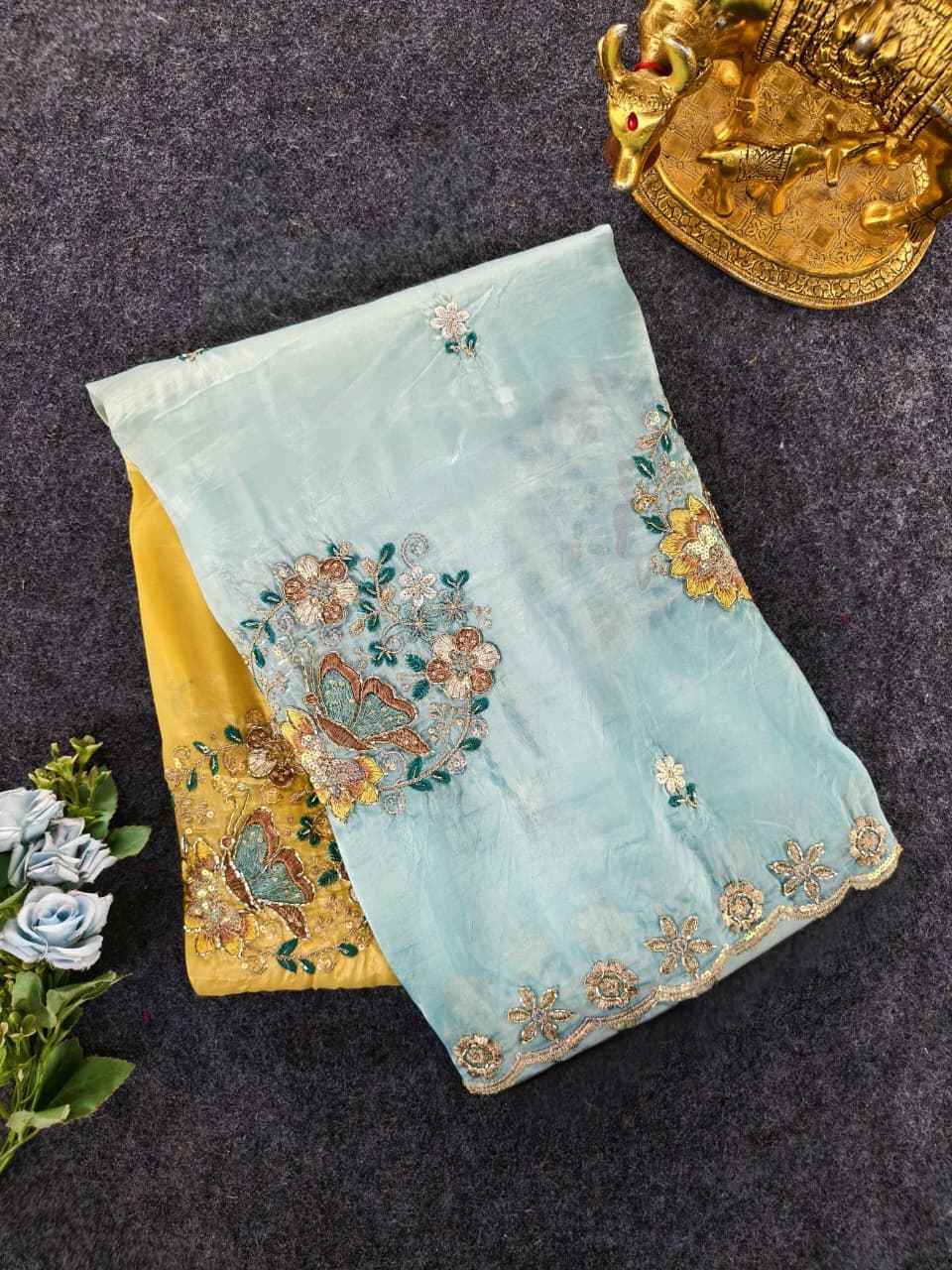PURE SOFT PEDDING SEQUENCE HANDWORK SAREE