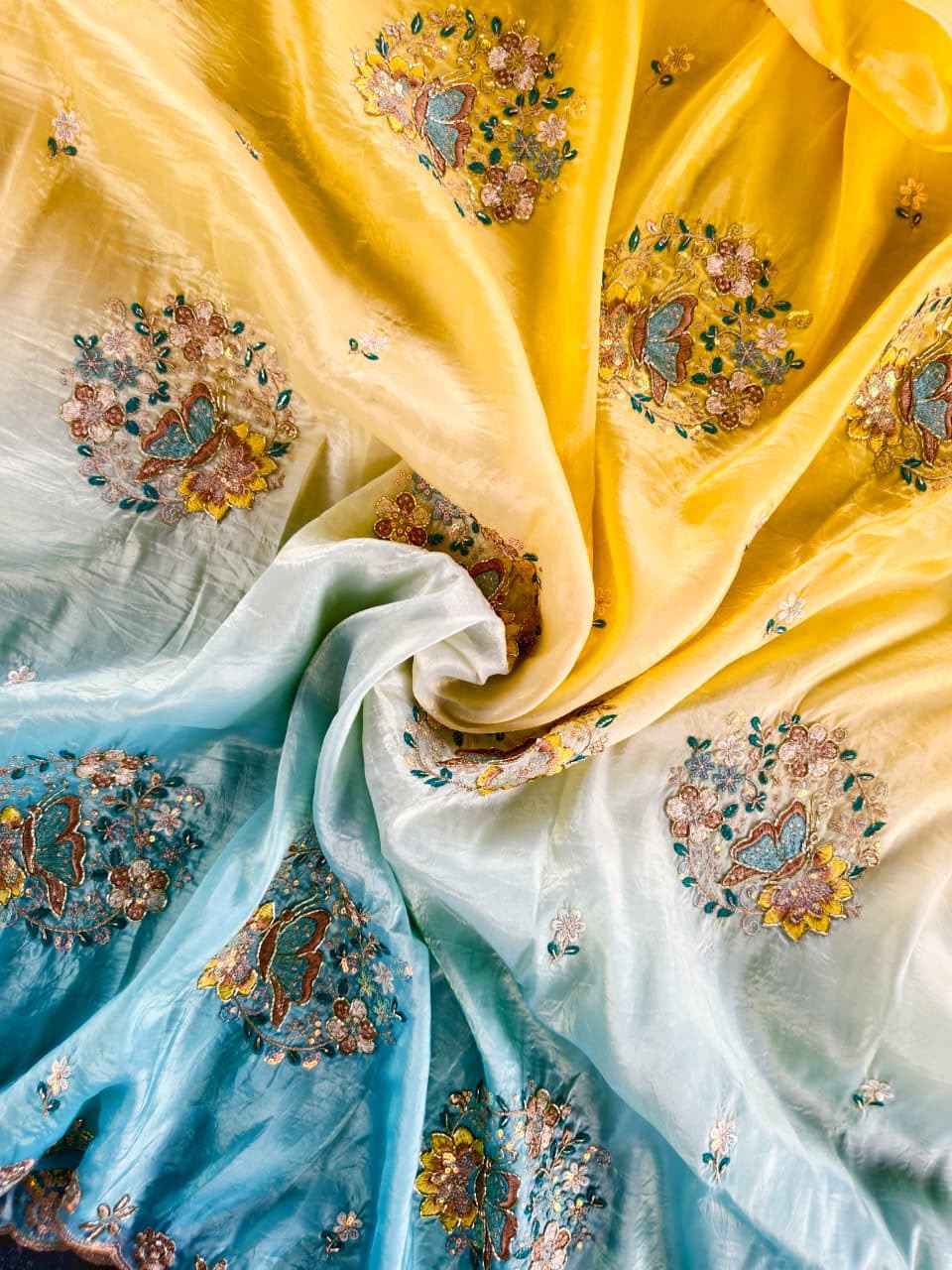 PURE SOFT PEDDING SEQUENCE HANDWORK SAREE