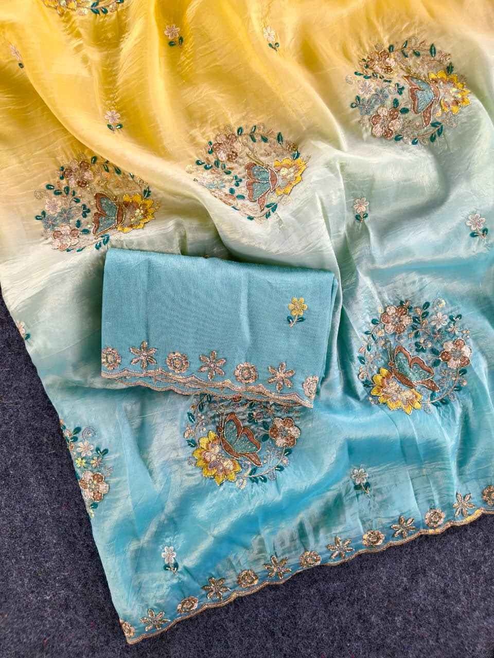 PURE SOFT PEDDING SEQUENCE HANDWORK SAREE