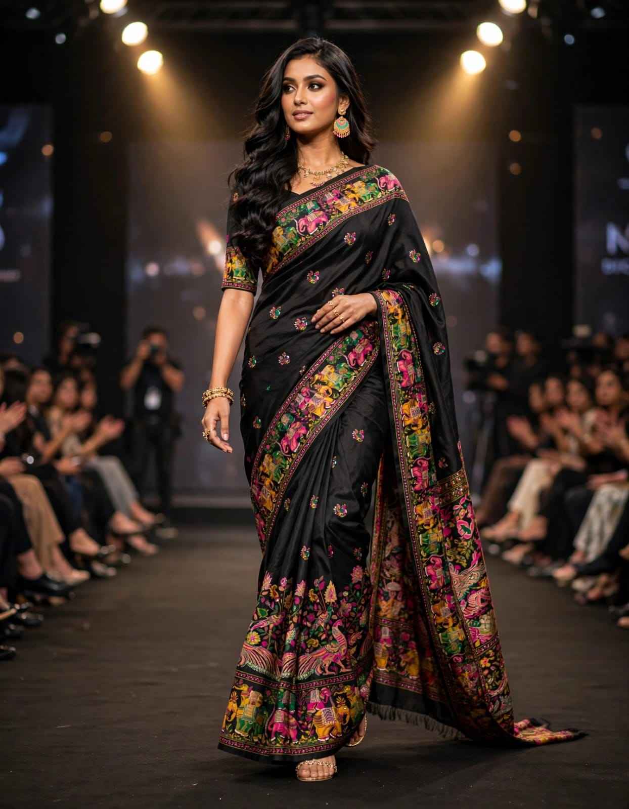 PURE SOFT RAJWADI PASHMINA SILK KASHMIRI THREAD ZARI WEAVING SAREE 2