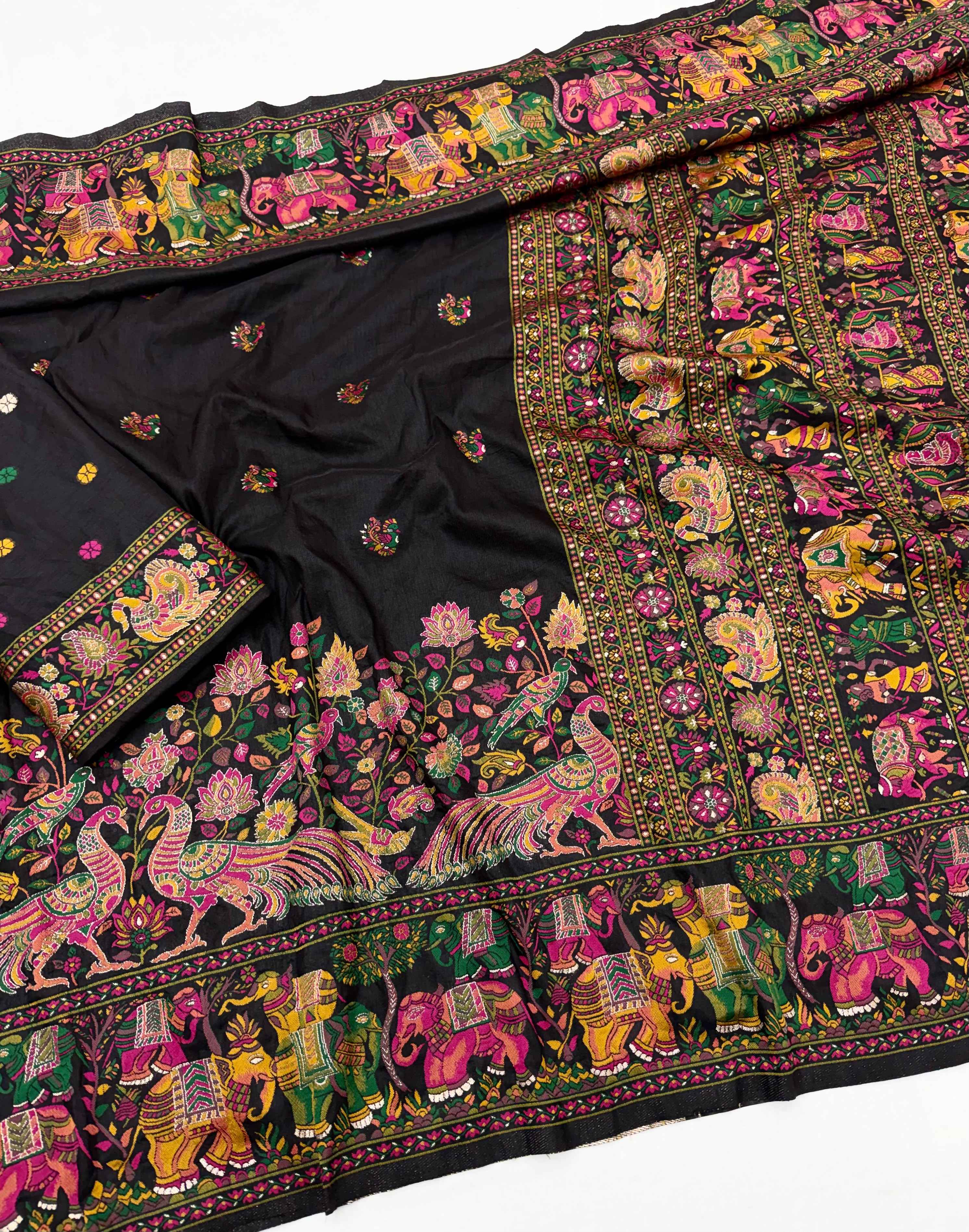 PURE SOFT RAJWADI PASHMINA SILK KASHMIRI THREAD ZARI WEAVING SAREE 2