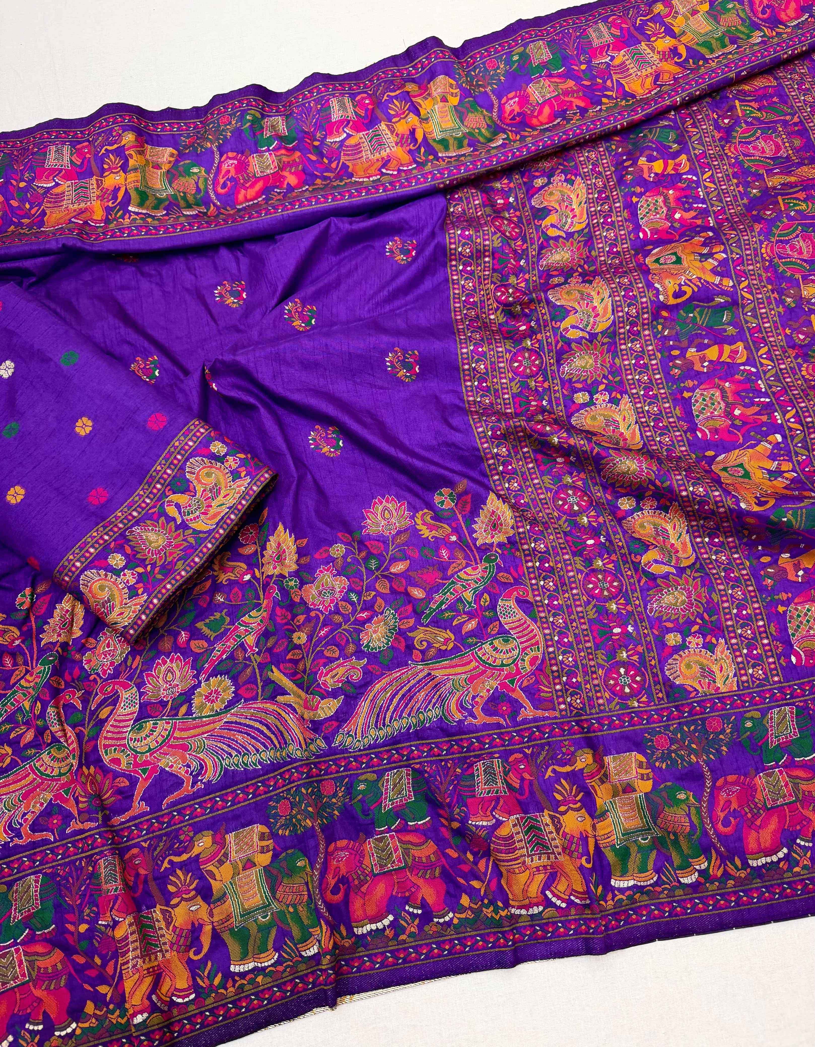 PURE SOFT RAJWADI PASHMINA SILK KASHMIRI THREAD ZARI WEAVING SAREE 2