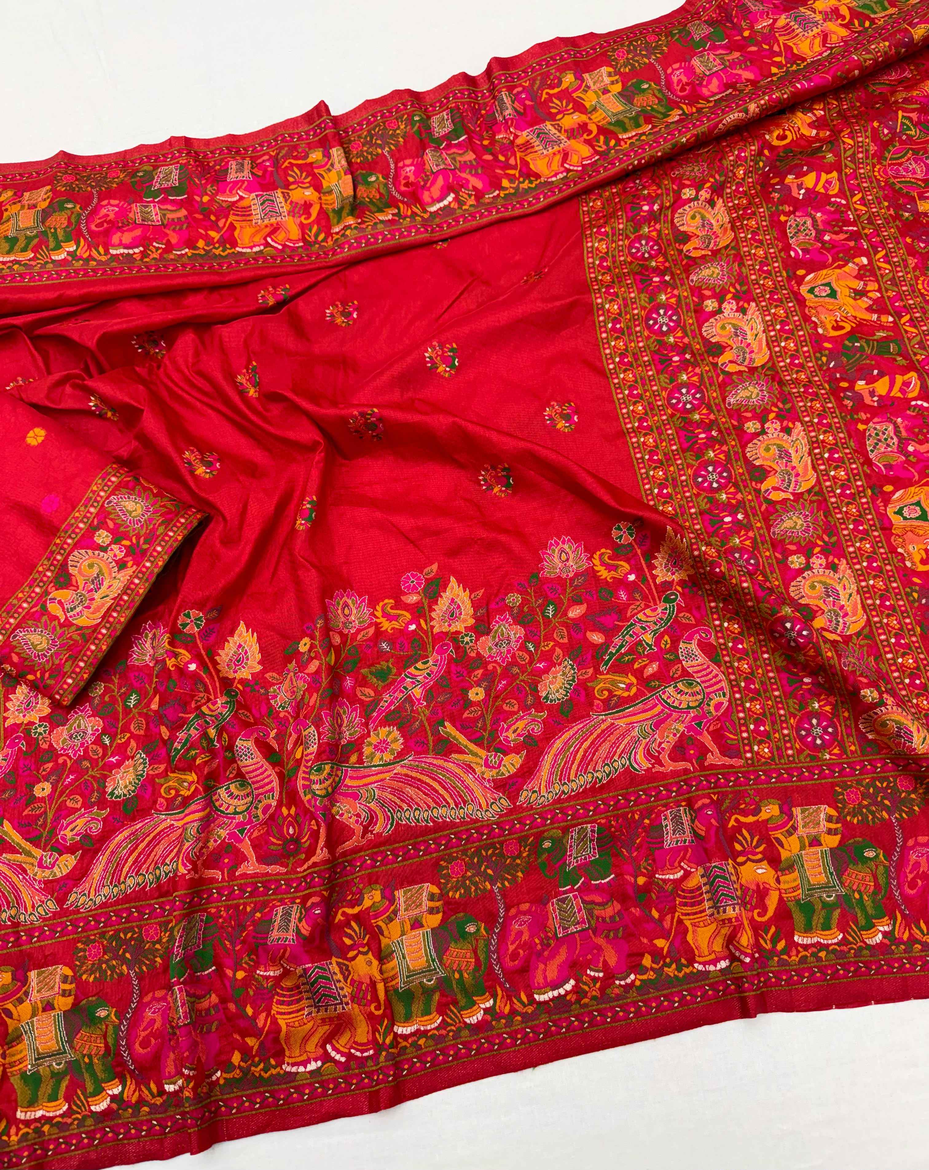 PURE SOFT RAJWADI PASHMINA SILK KASHMIRI THREAD ZARI WEAVING SAREE 2