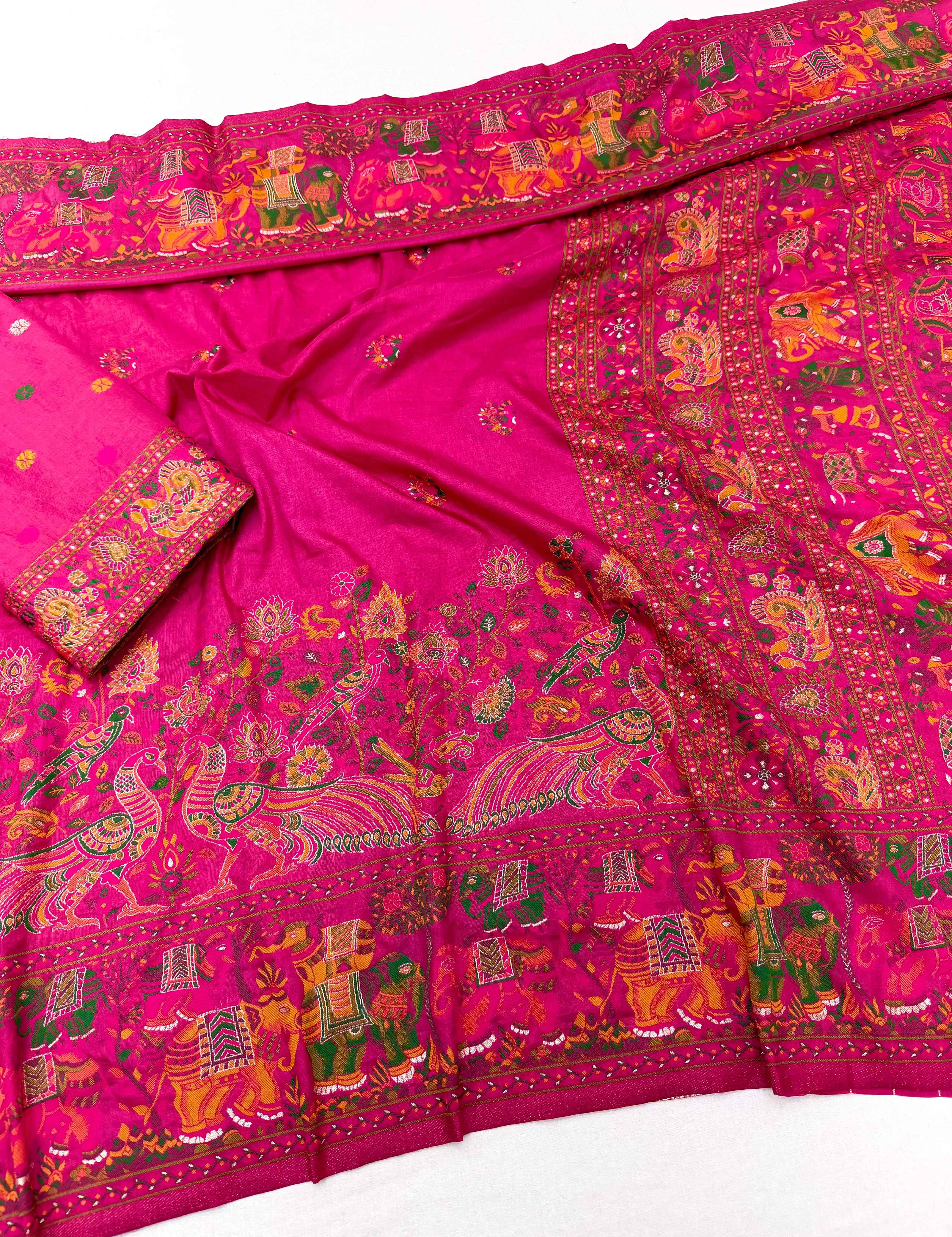 PURE SOFT RAJWADI PASHMINA SILK KASHMIRI THREAD ZARI WEAVING SAREE 2