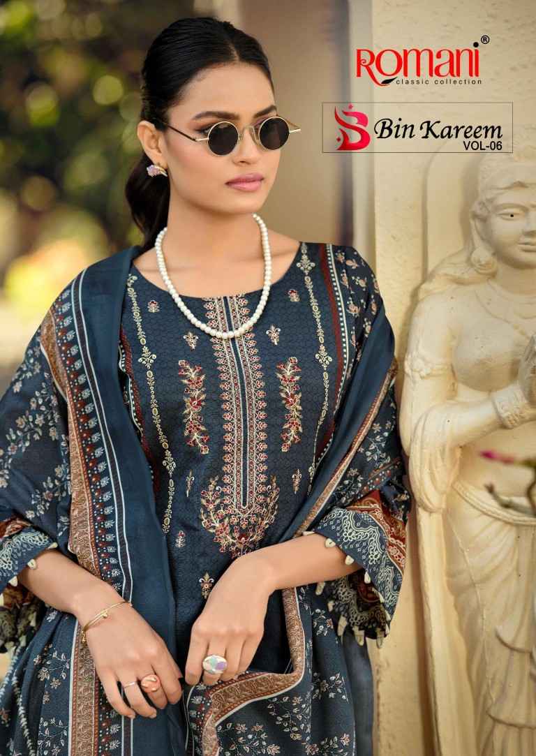 ROMANI BIN KAREEM VOL-6 SOFT COTTON DIGITAL STYLE PRINTED DRESS MATERIAL 
