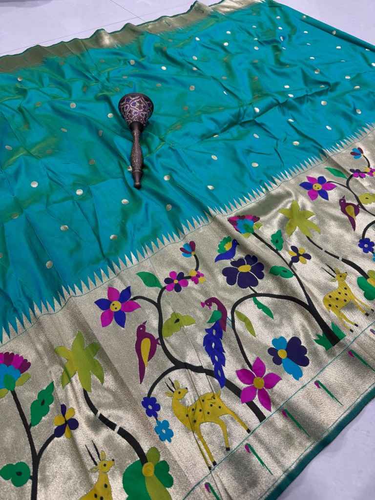 SOFT BANARASI PAITHANI SILK ZARI WEAVING UNSTICH LAHENGA CHOLI