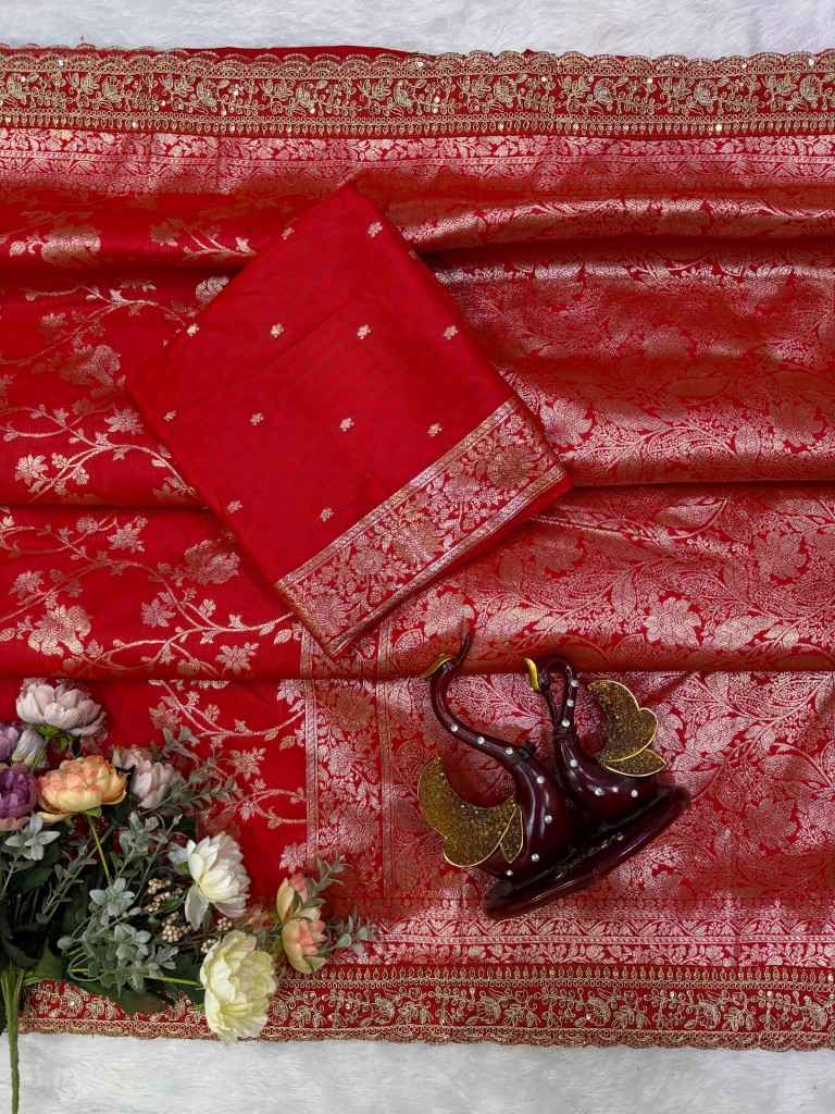 SOFT BANARASI SILK EMBROIDERY WORK SAREE 