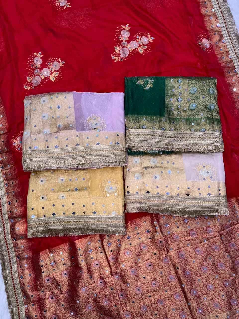 SOFT BANARASI SILK MIRROR WORK SAREE 