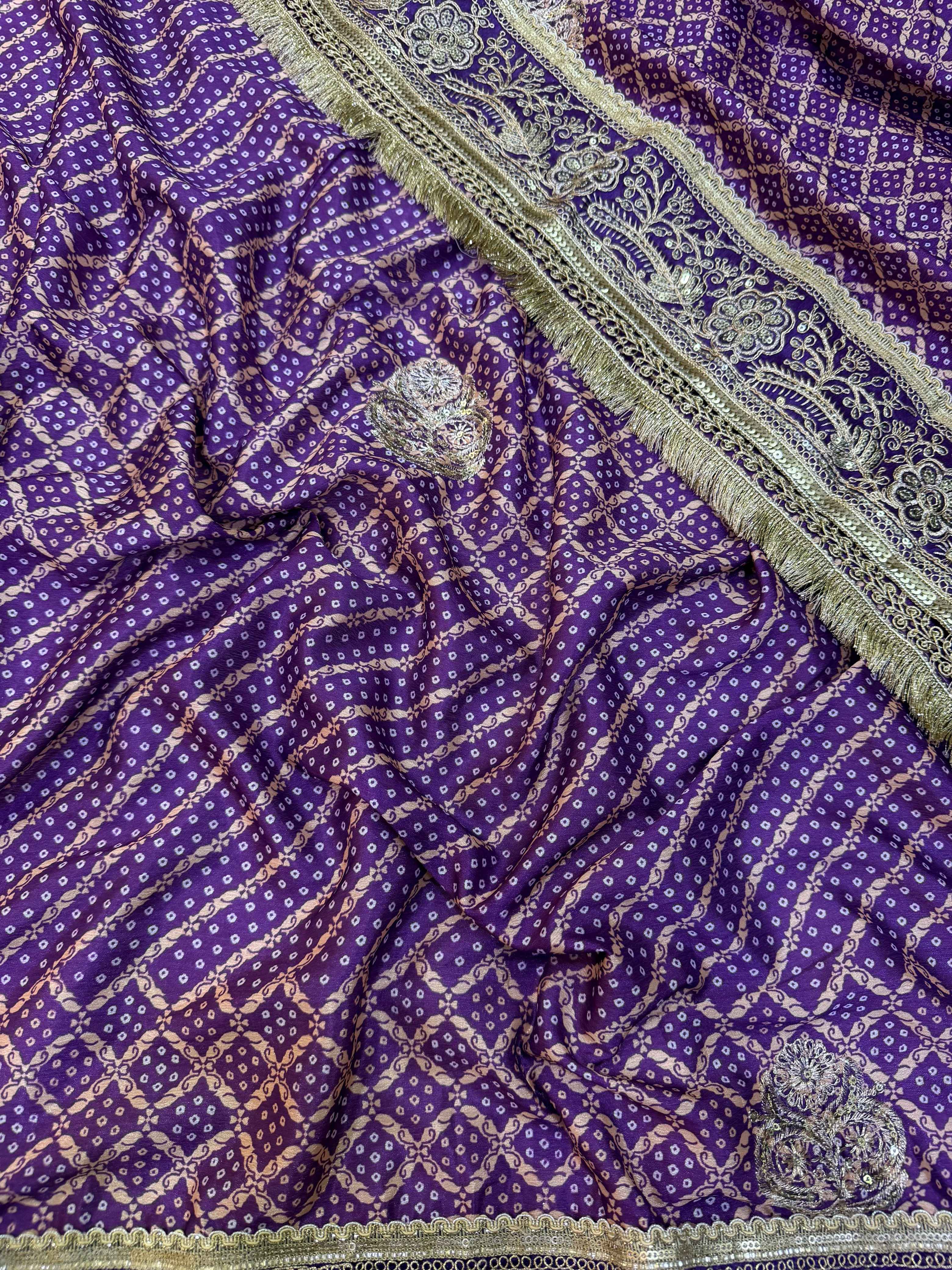 SOFT CHINNON SILK SEQUENCE EMBROIDERY WORK SAREE 