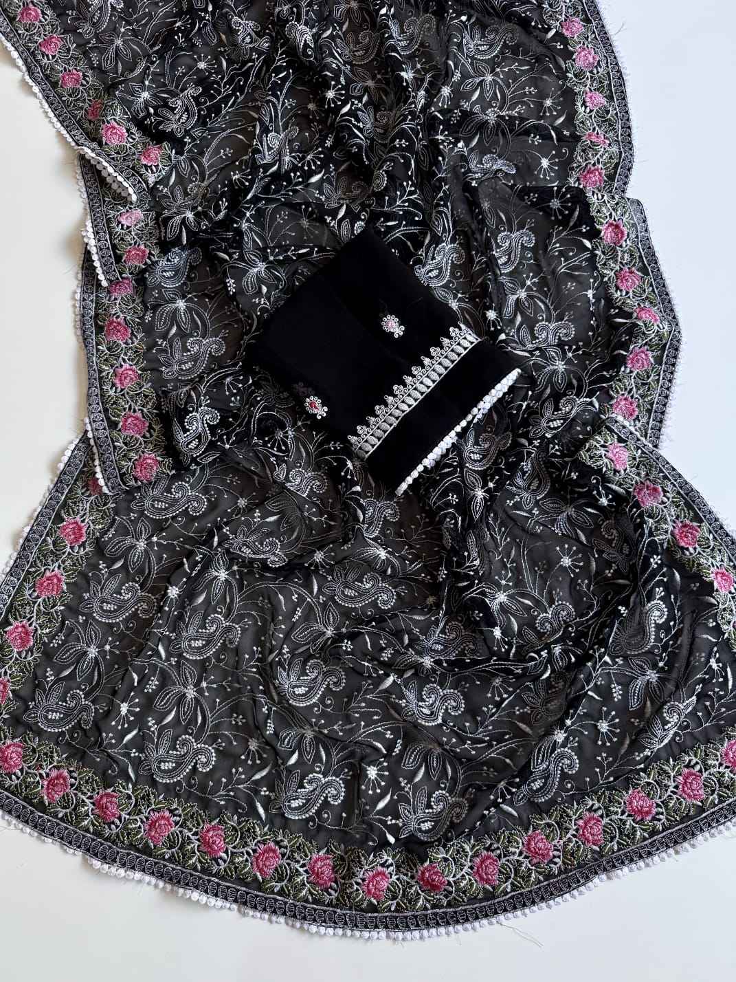 SOFT GEORGETTE CHIKANKARI WORK DESIGNER SAREE 