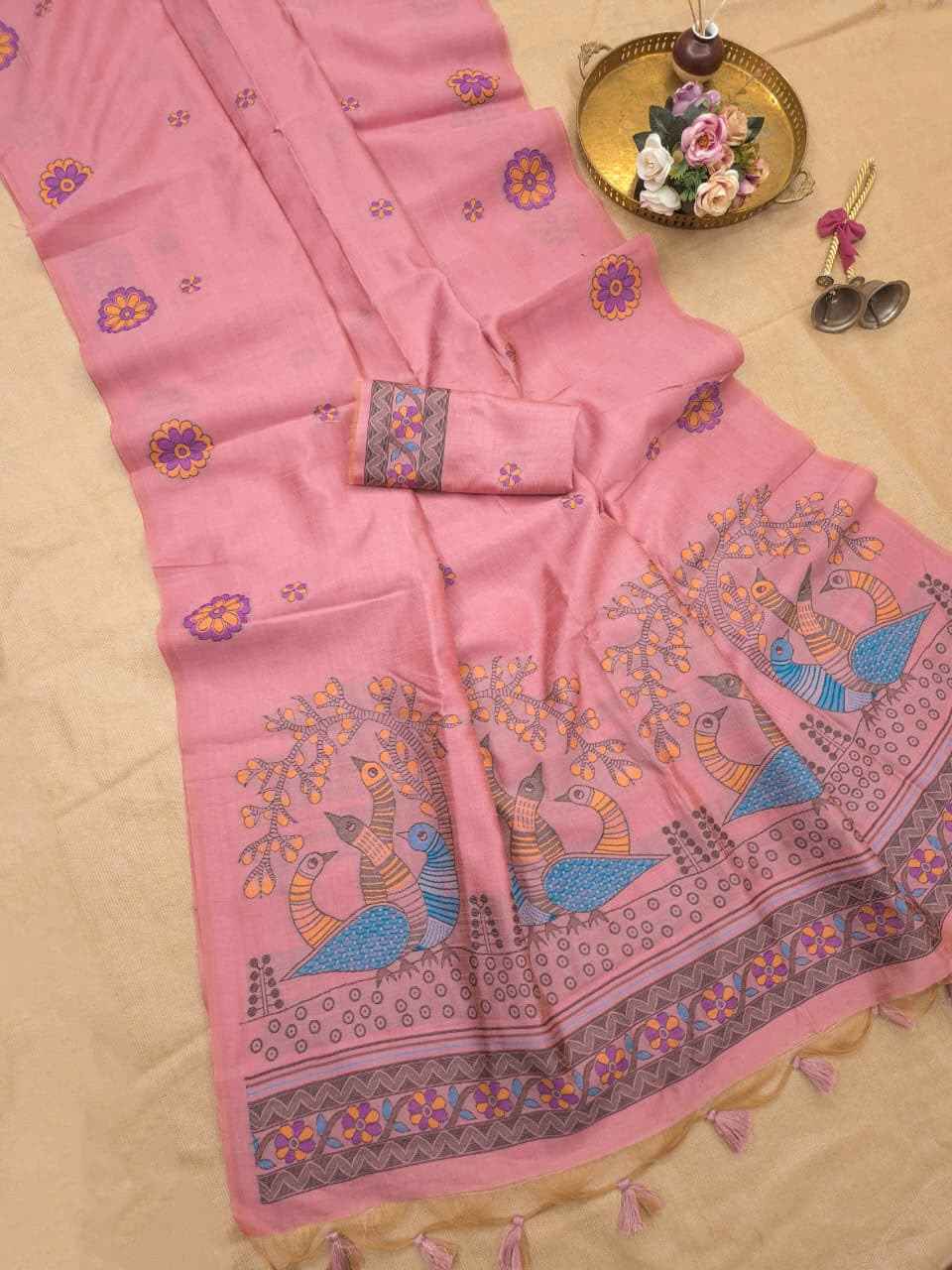 PREMIUM SOFT JUTE LINEN RESHAM WEAVING SAREE