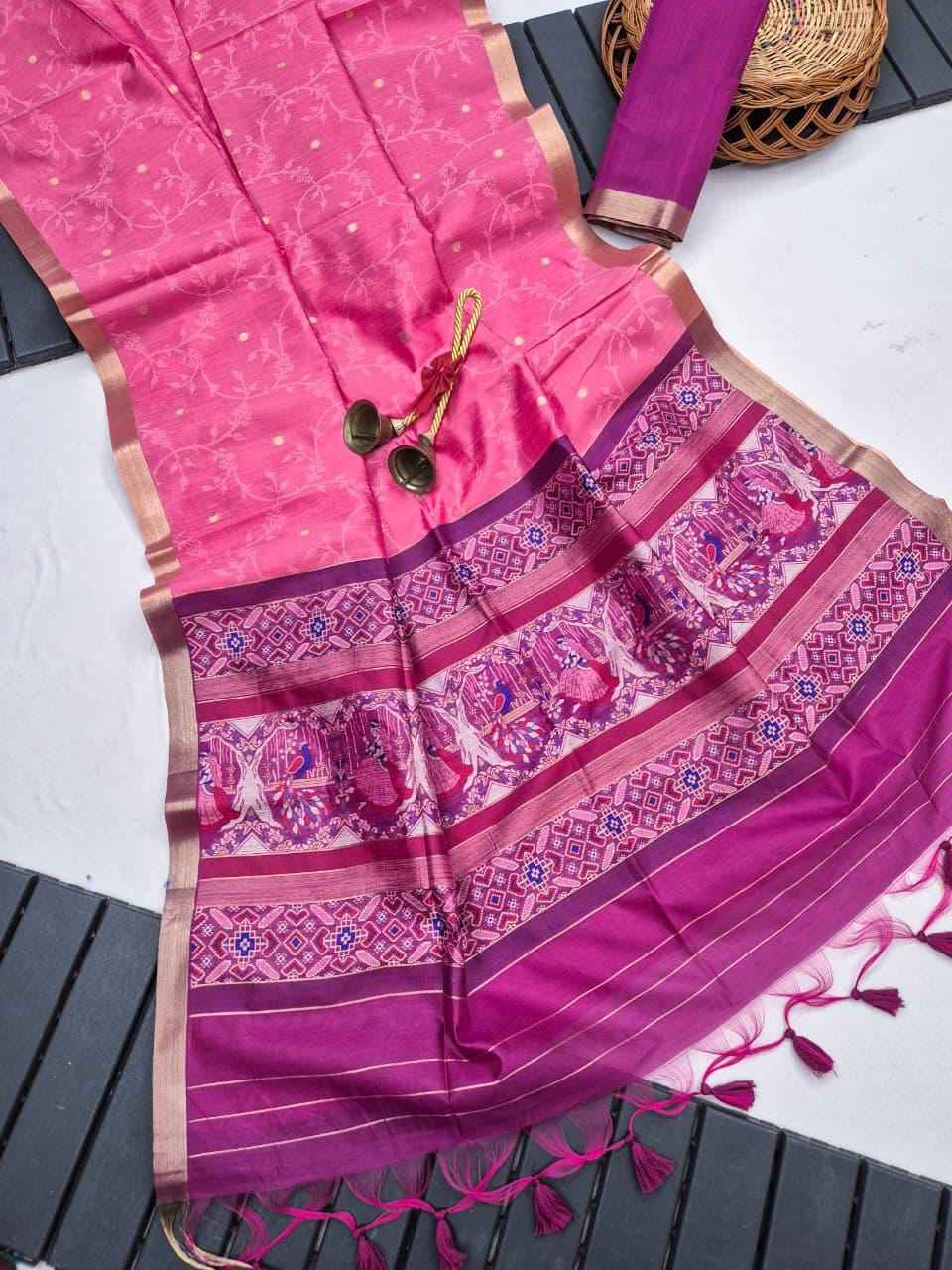 SOFT KHADI RAW SILK PATOLA ZARI WEAVING SAREE