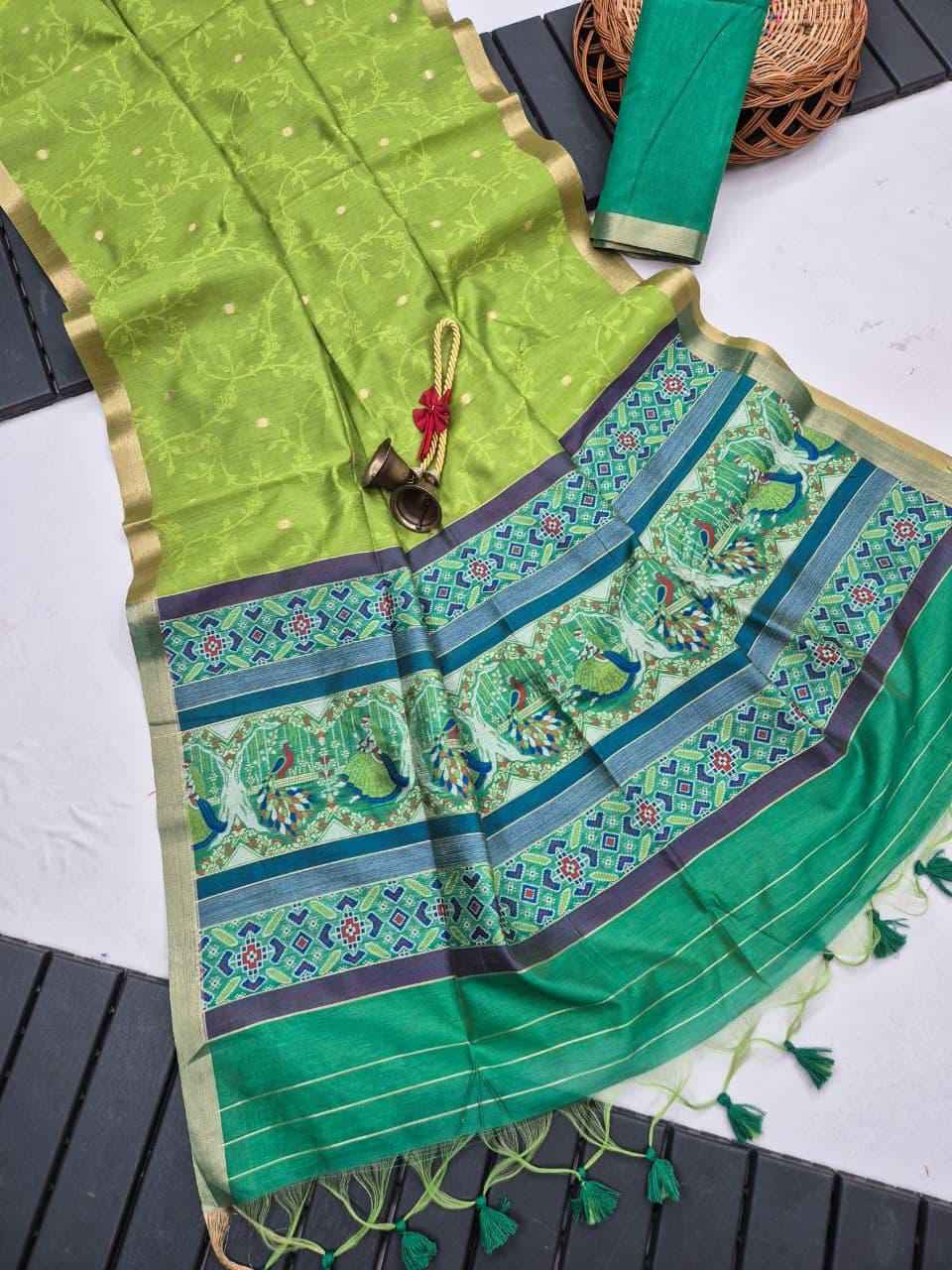 SOFT KHADI RAW SILK PATOLA ZARI WEAVING SAREE