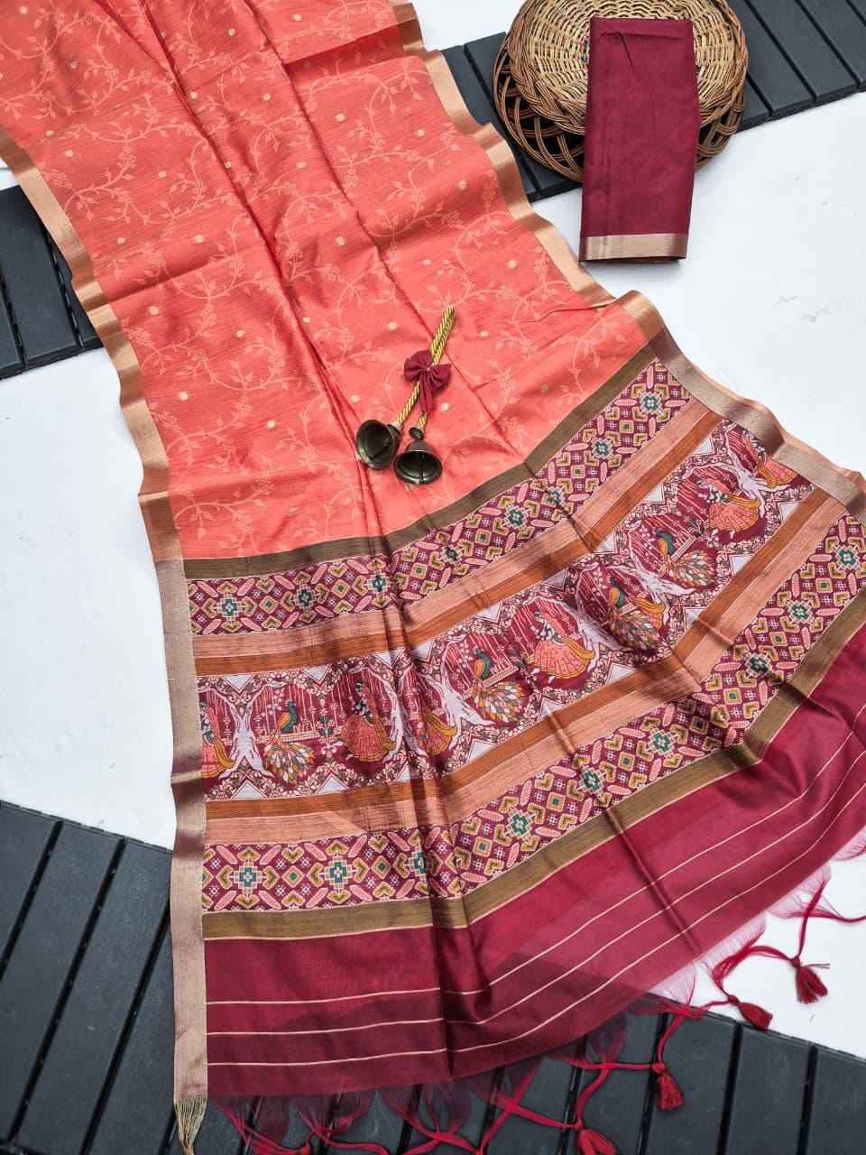 SOFT KHADI RAW SILK PATOLA ZARI WEAVING SAREE