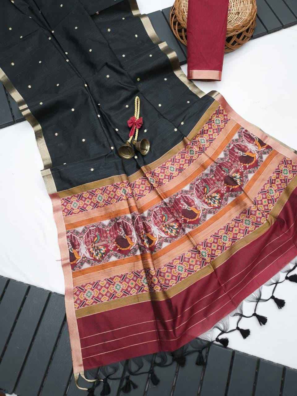 SOFT KHADI RAW SILK PATOLA ZARI WEAVING SAREE