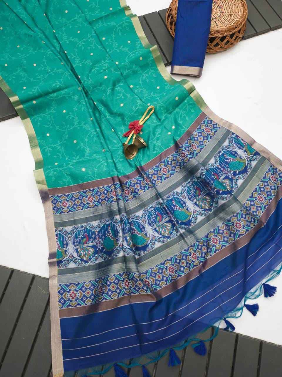 SOFT KHADI RAW SILK PATOLA ZARI WEAVING SAREE