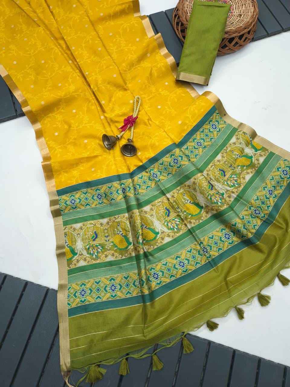 SOFT KHADI RAW SILK PATOLA ZARI WEAVING SAREE