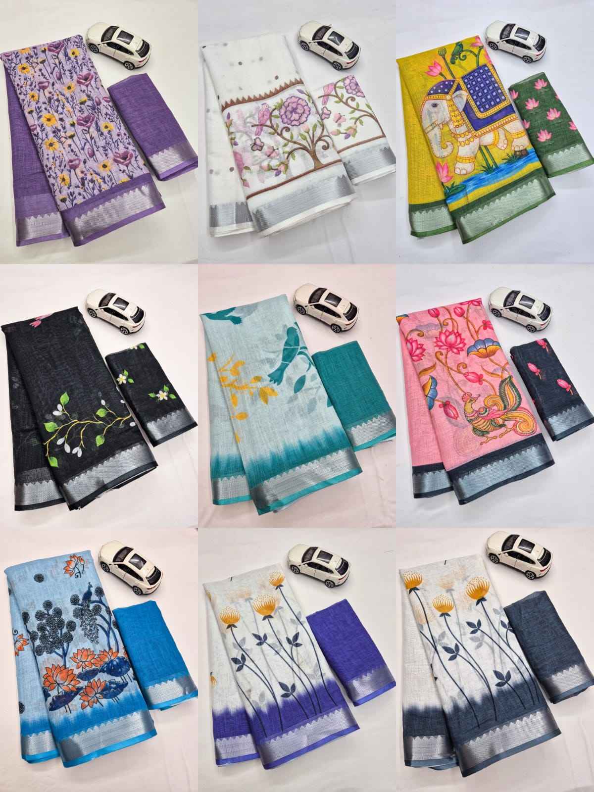 SOFT LINEN DIGITAL PRINTED MANGALAGIRI ZARI BORDER SAREE MG700