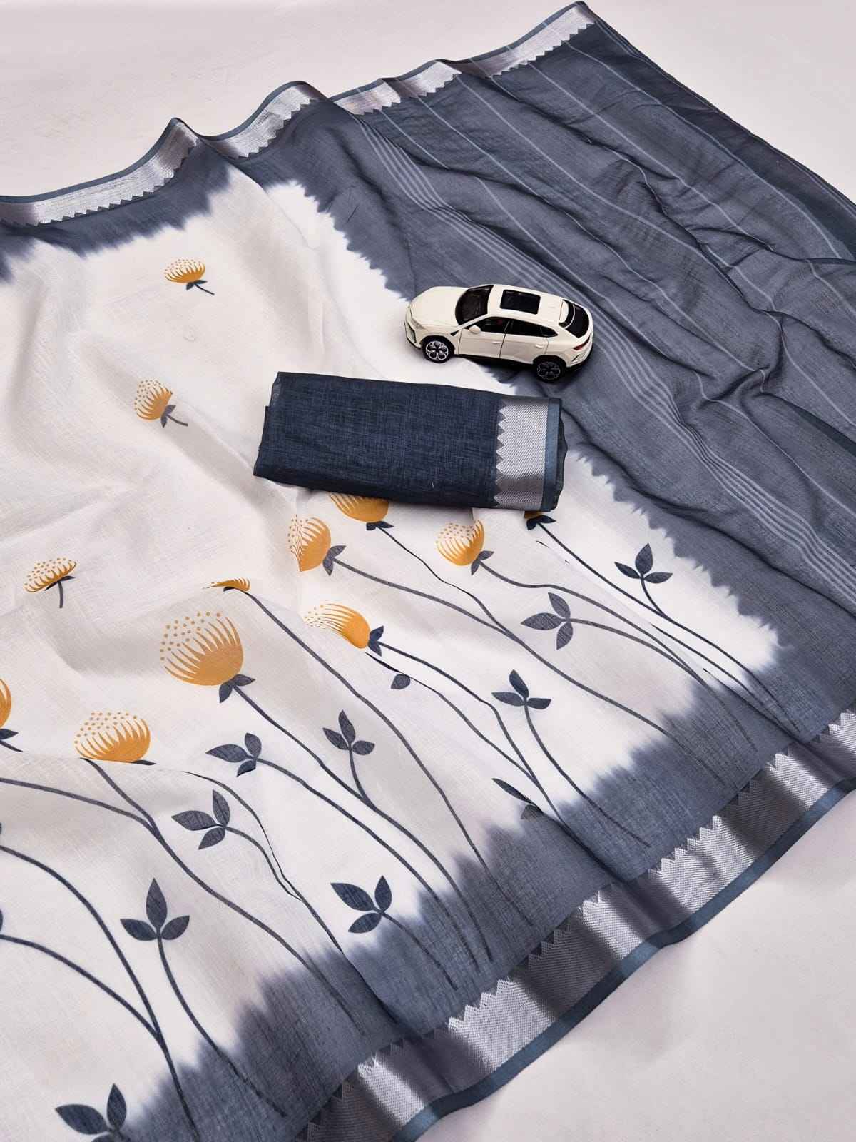 SOFT LINEN DIGITAL PRINTED MANGALAGIRI ZARI BORDER SAREE MG700