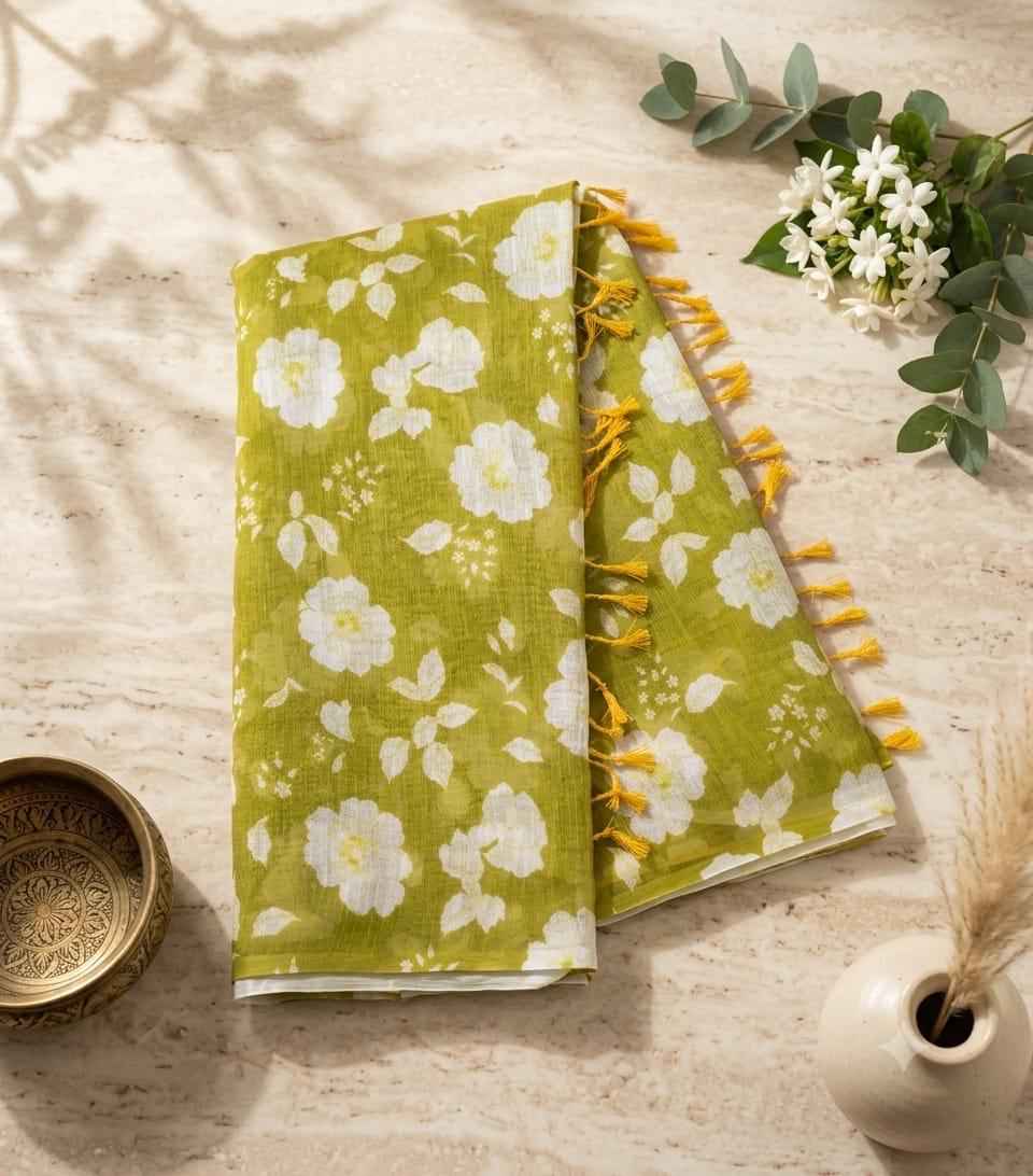 SOFT LINEN DIGITAL PRINTED SAREE 