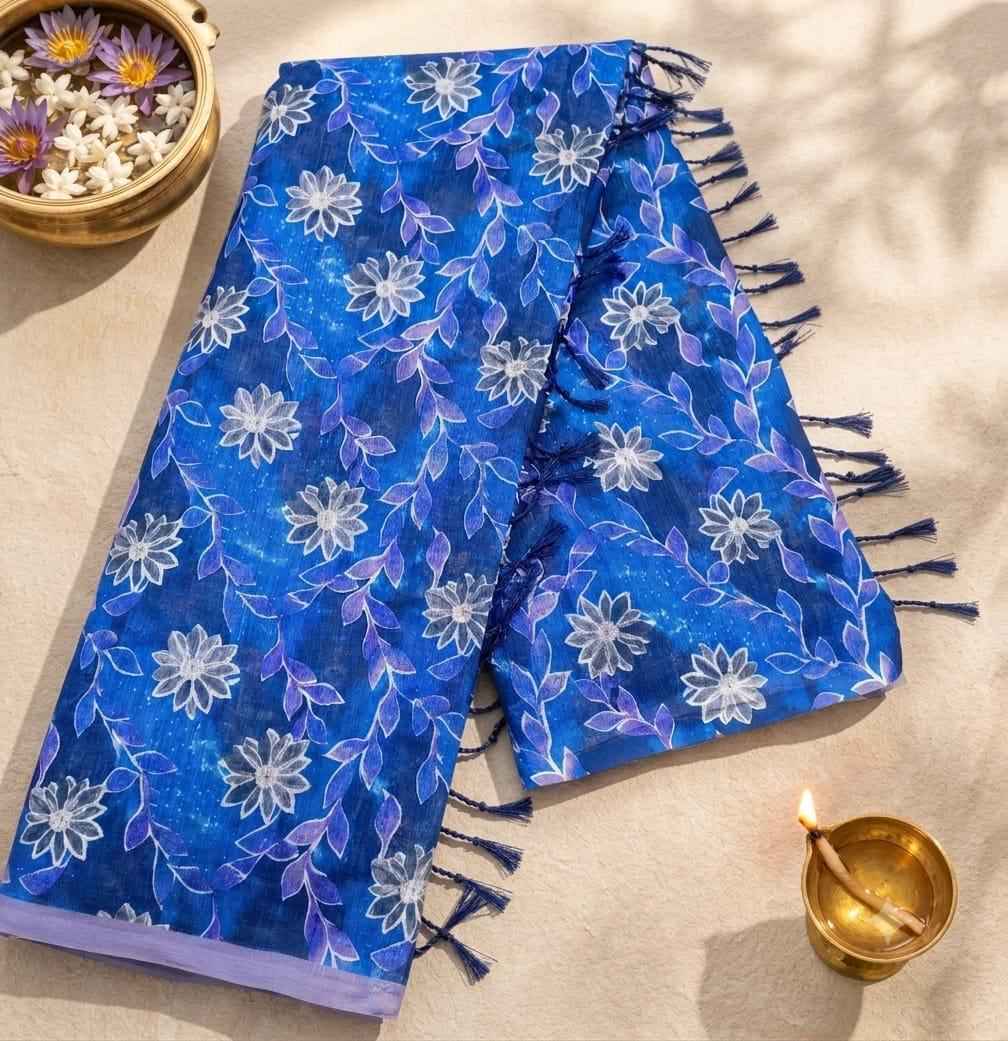 SOFT LINEN DIGITAL PRINTED SAREE 