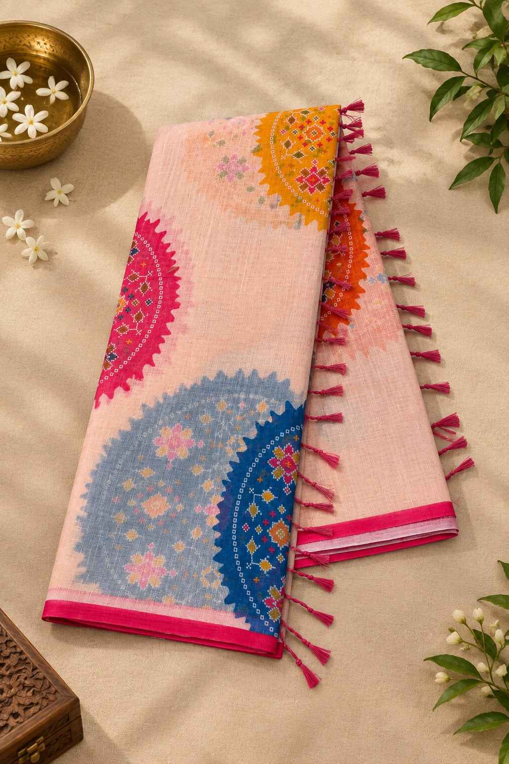 SOFT LINEN DIGITAL PRINTED SAREE 