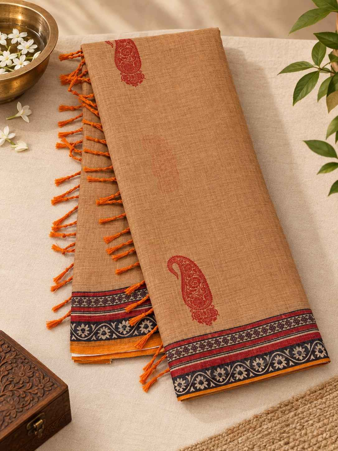 SOFT LINEN DIGITAL PRINTED SAREE 