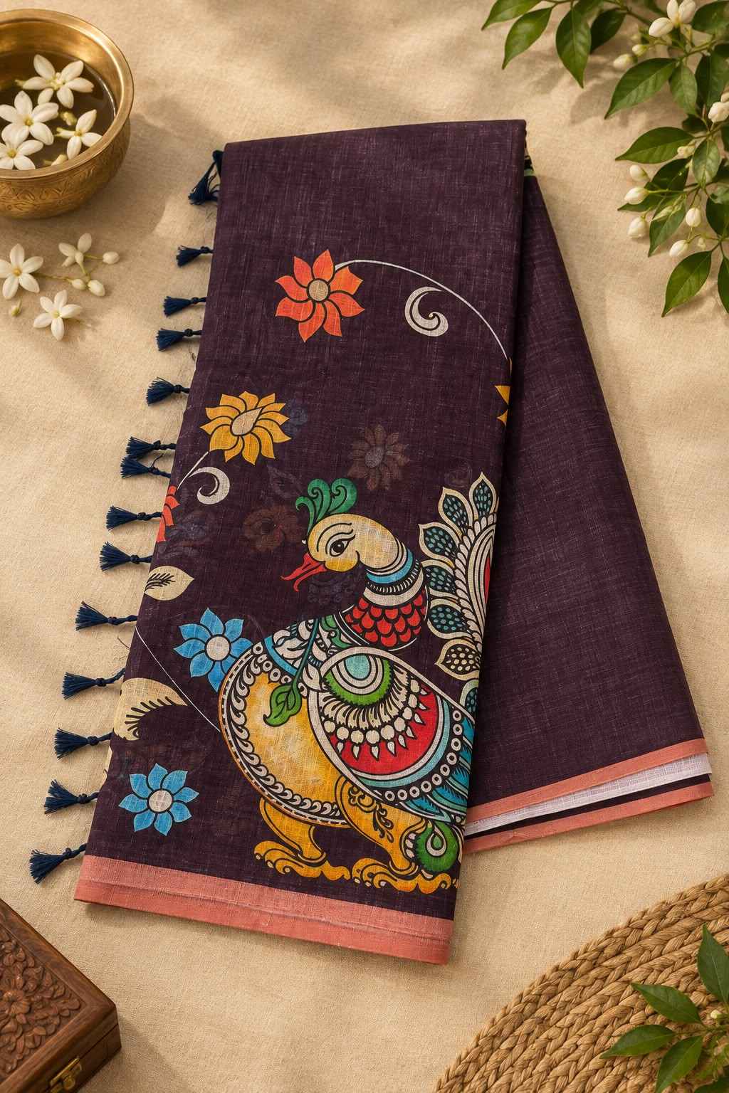 SOFT LINEN DIGITAL PRINTED SAREE 