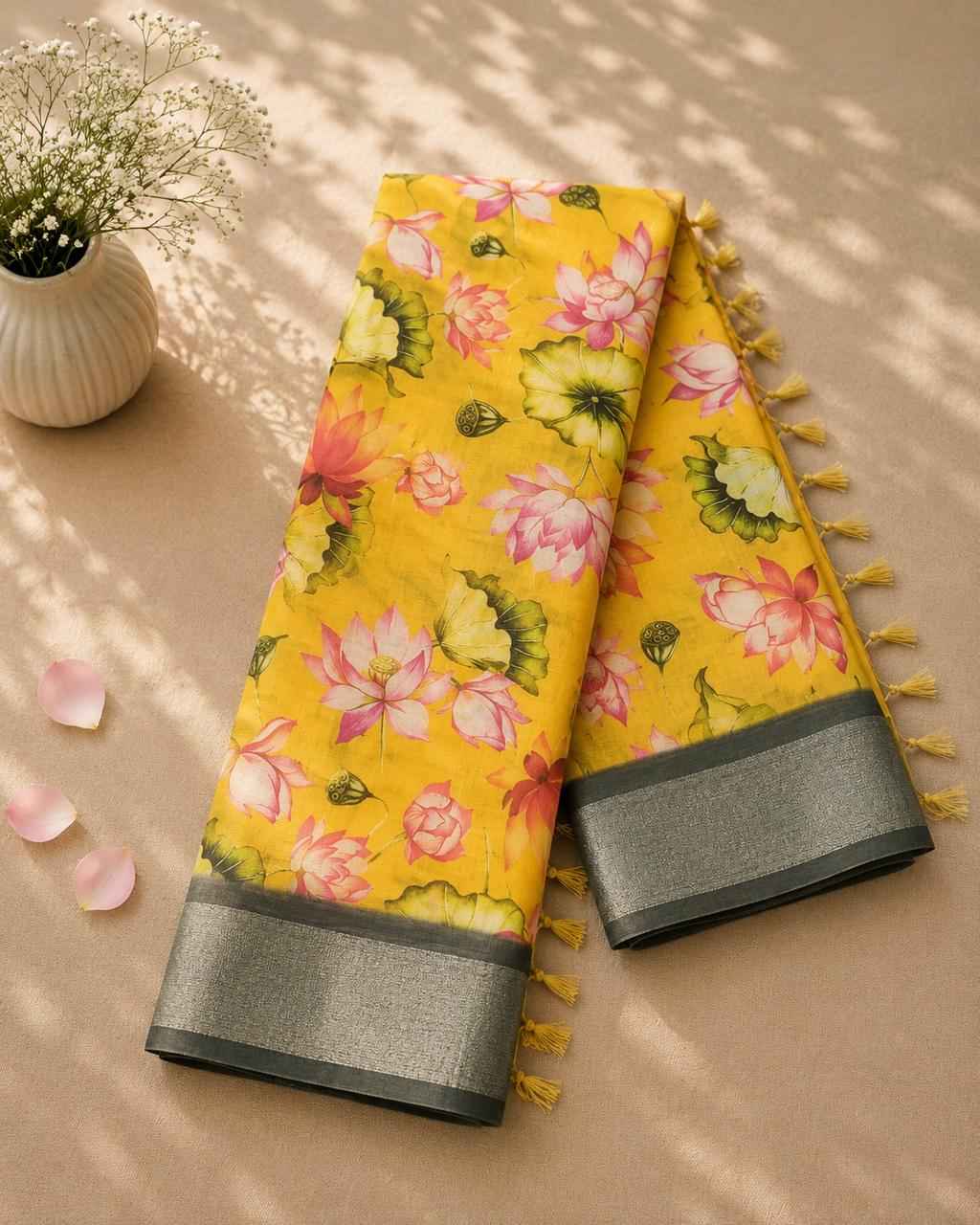 SOFT LINEN DIGITAL PRINTED SAREE 
