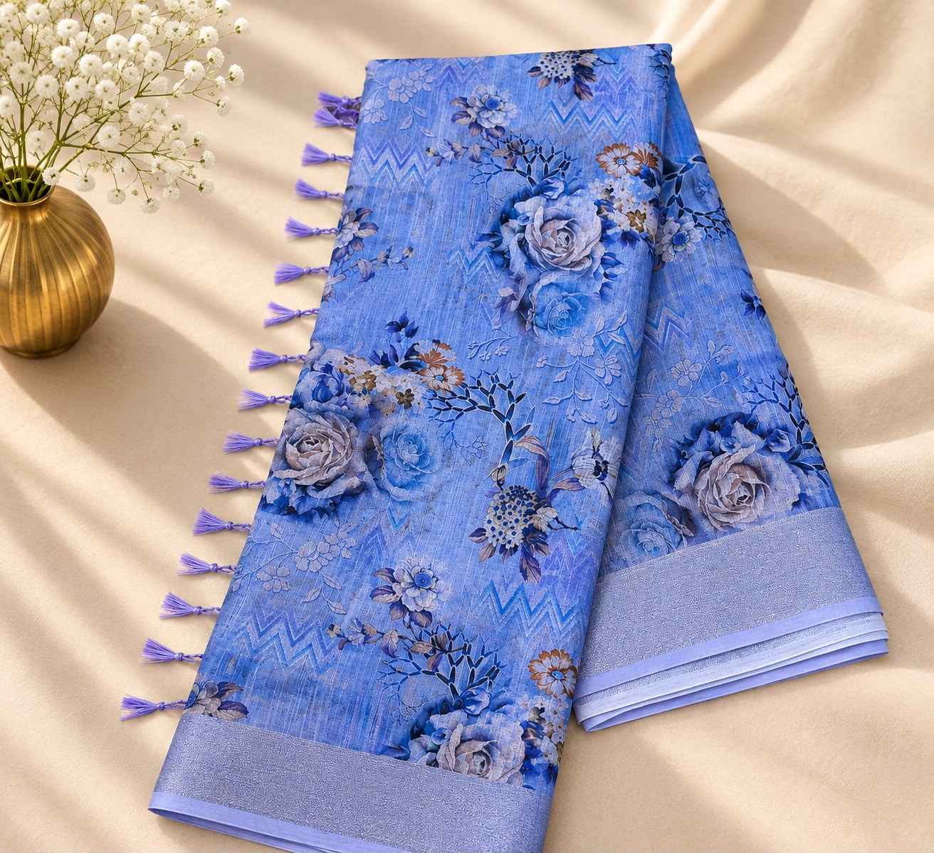 SOFT LINEN DIGITAL PRINTED SAREE 