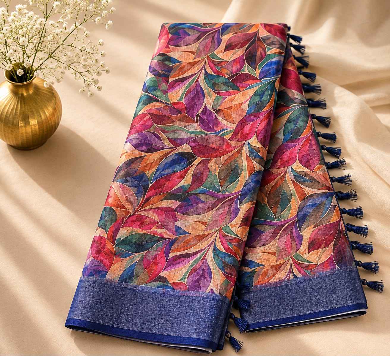 SOFT LINEN DIGITAL PRINTED SAREE 